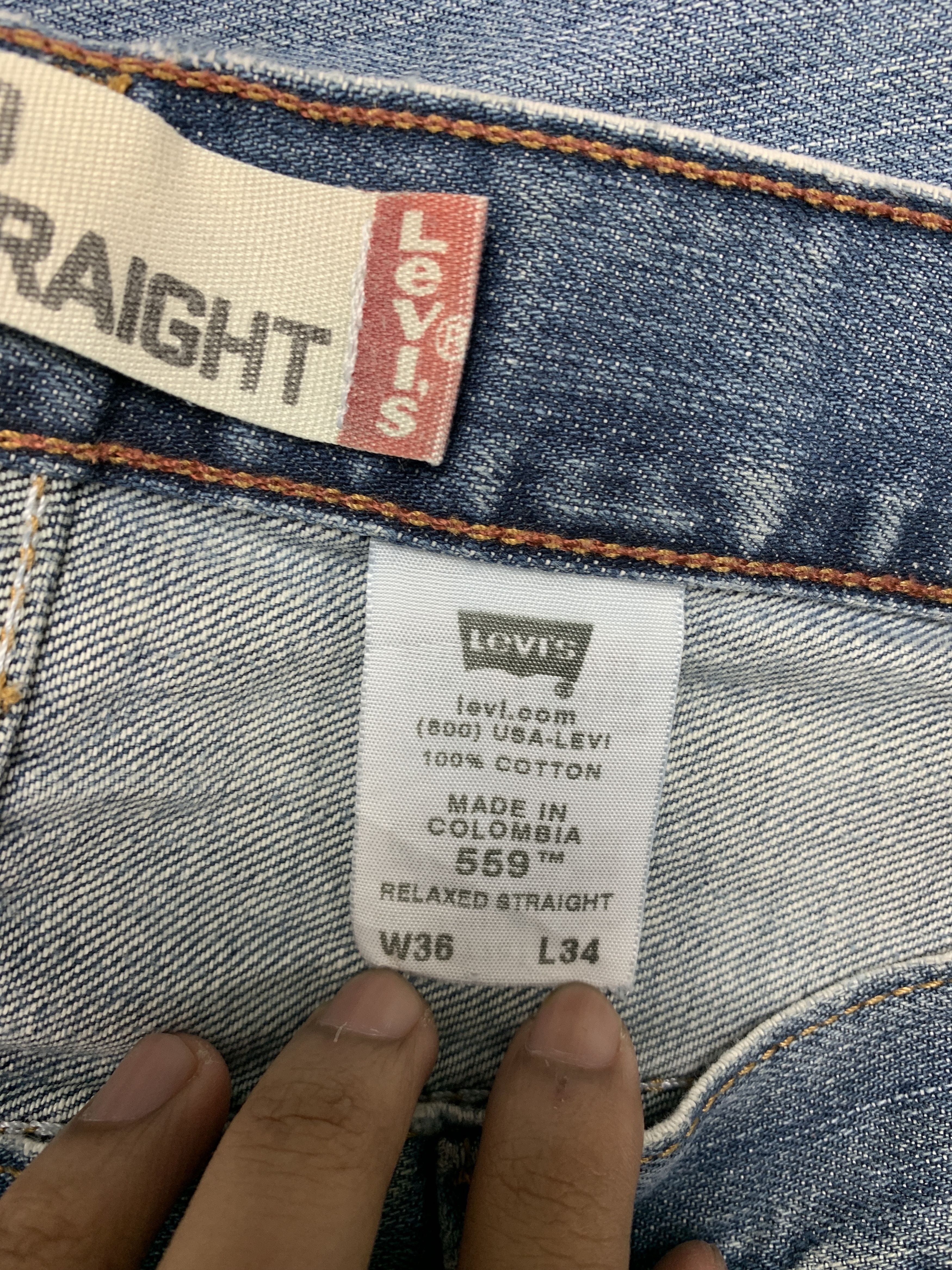 Levi's × Vintage Vintage Levis 559 Straight Cut Blue Jeans Size US 34 / EU 50 - 15 Thumbnail