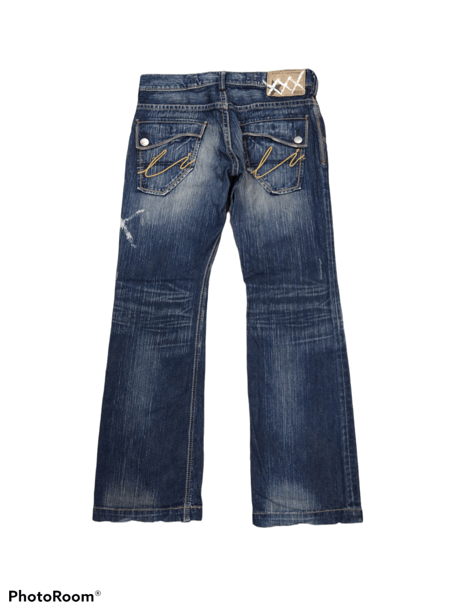 Japanese Brand FLARE🔥DiSTRESSED STUDDED LIBERTO DENIM PANTS Size US 33 - 2 Thumbnail