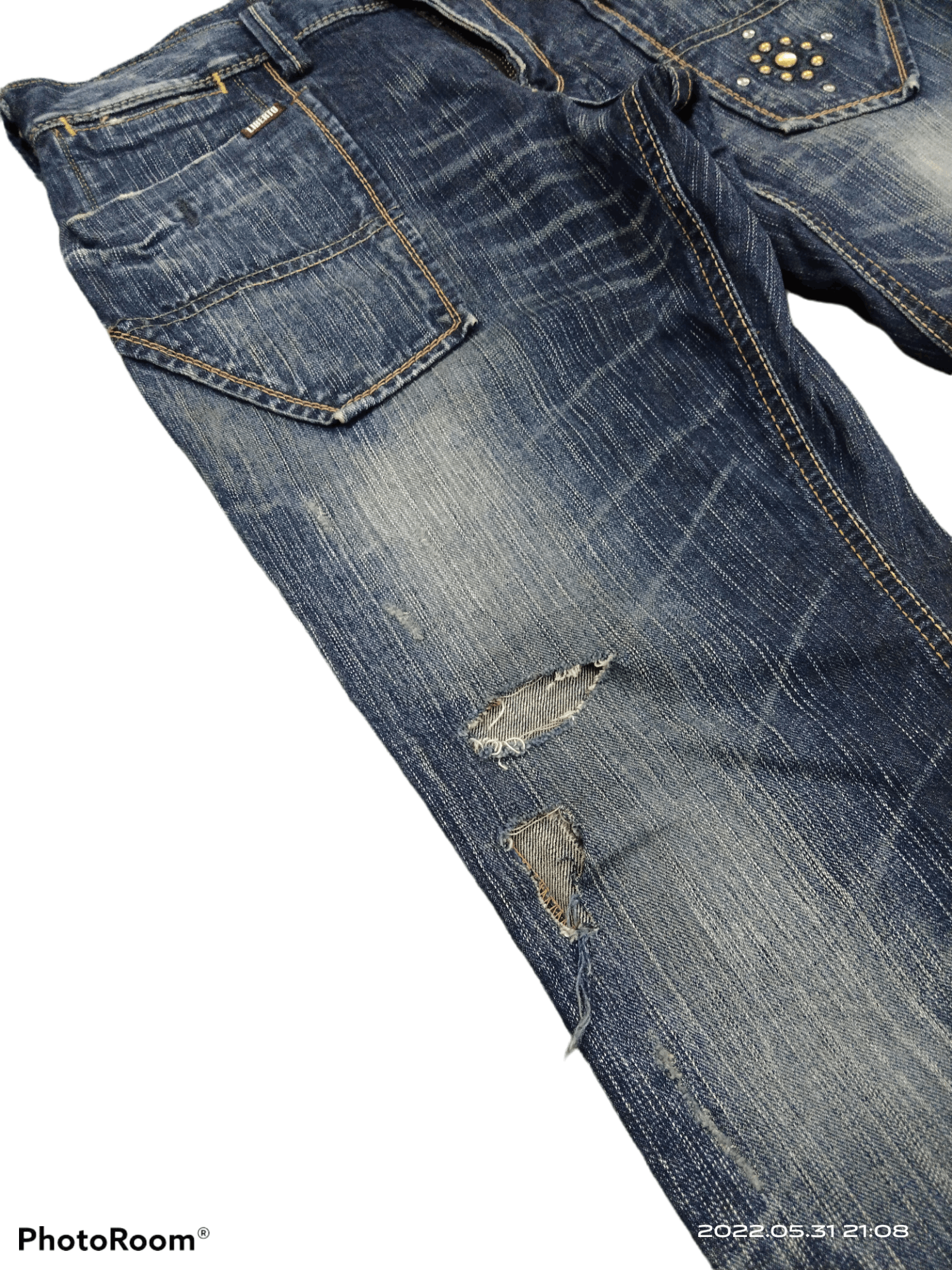 Japanese Brand FLARE🔥DiSTRESSED STUDDED LIBERTO DENIM PANTS Size US 33 - 5 Thumbnail