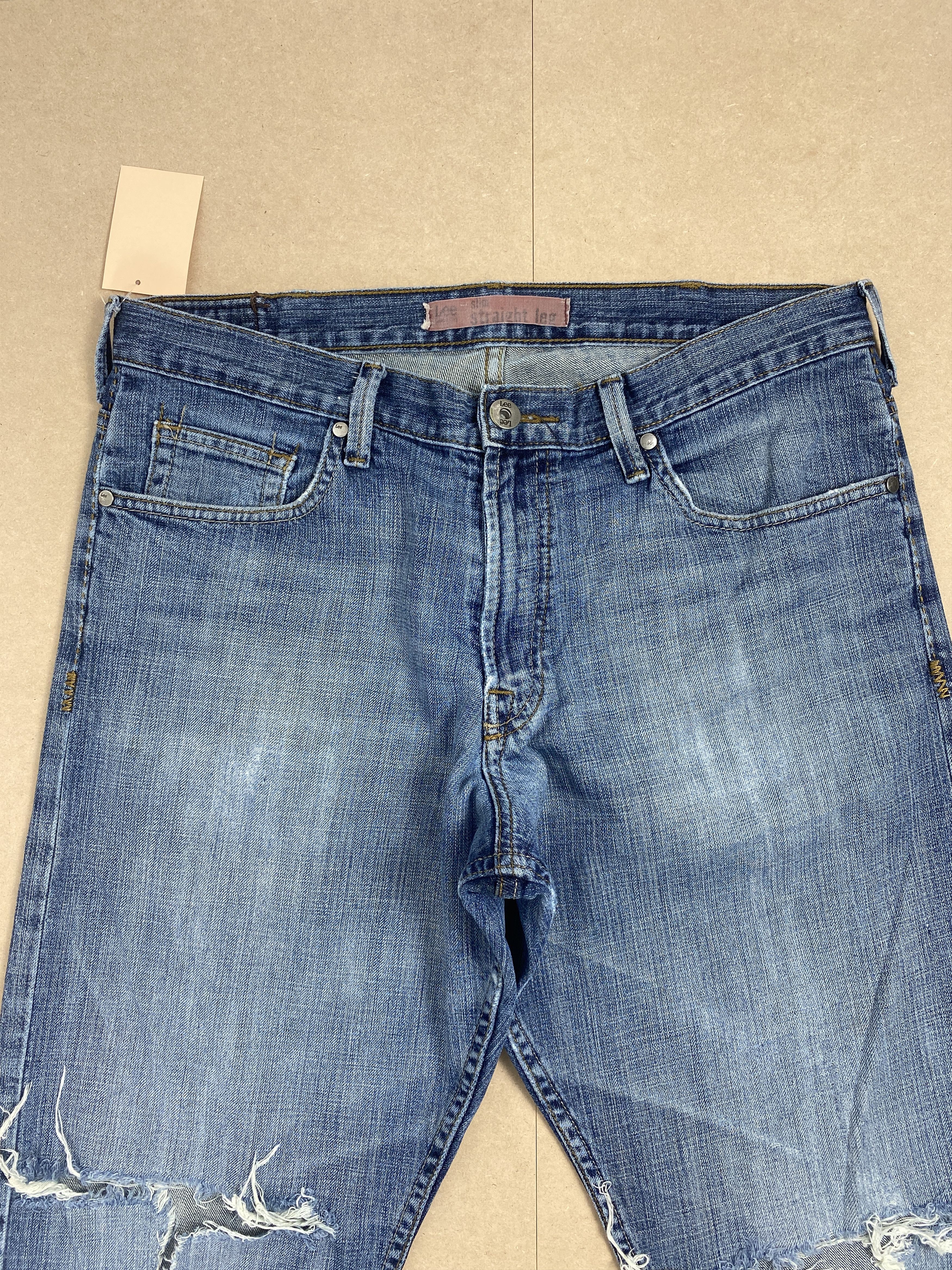 Lee Vintage Lee Straight Cut Distressed Faded Blue Jeans Size US 34 / EU 50 - 2 Thumbnail