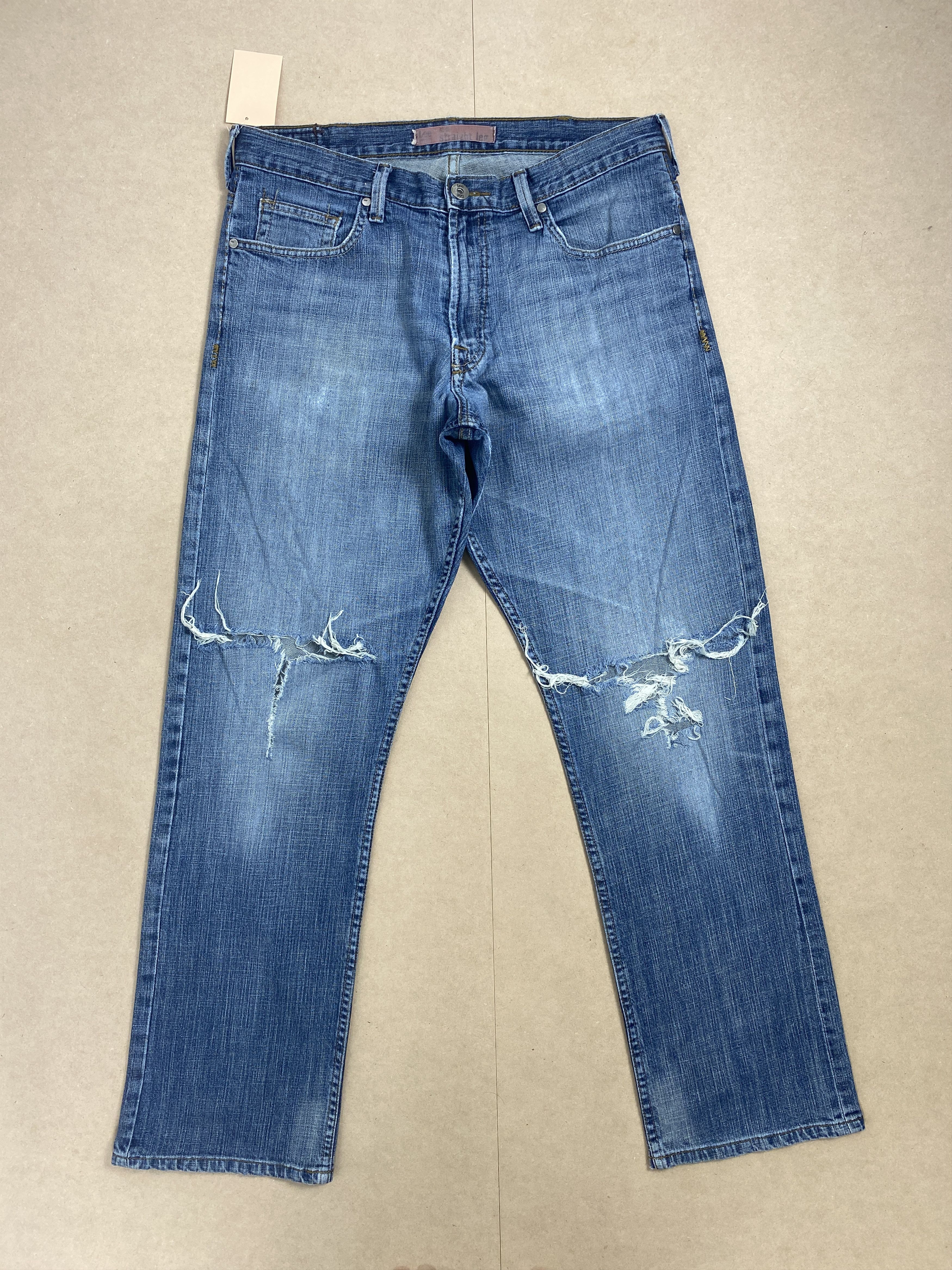 Lee Vintage Lee Straight Cut Distressed Faded Blue Jeans Size US 34 / EU 50 - 1 Thumbnail