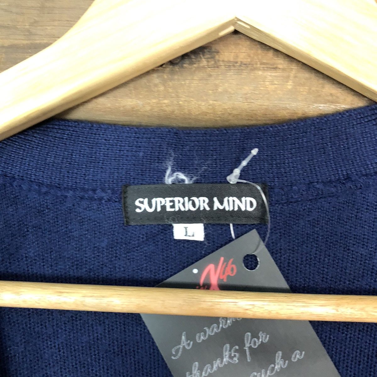 Japanese Brand × Vintage Superior Mind Dark blue Cardigan knitwear #5007 Size L / US 10 / IT 46 - 6 Thumbnail