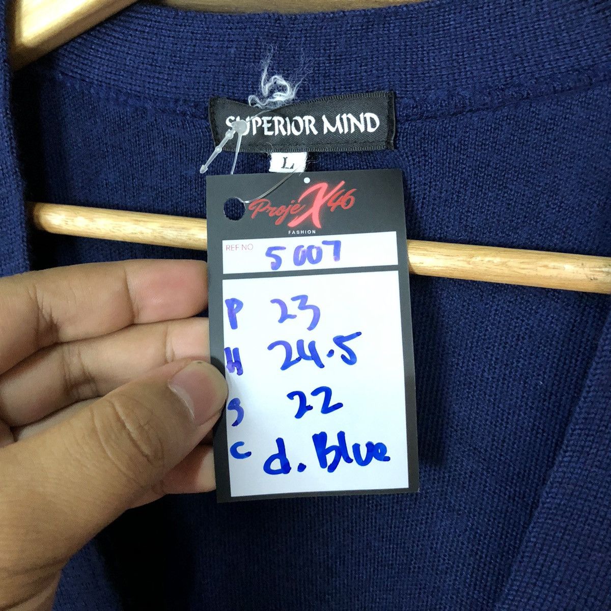 Japanese Brand × Vintage Superior Mind Dark blue Cardigan knitwear #5007 Size L / US 10 / IT 46 - 7 Thumbnail