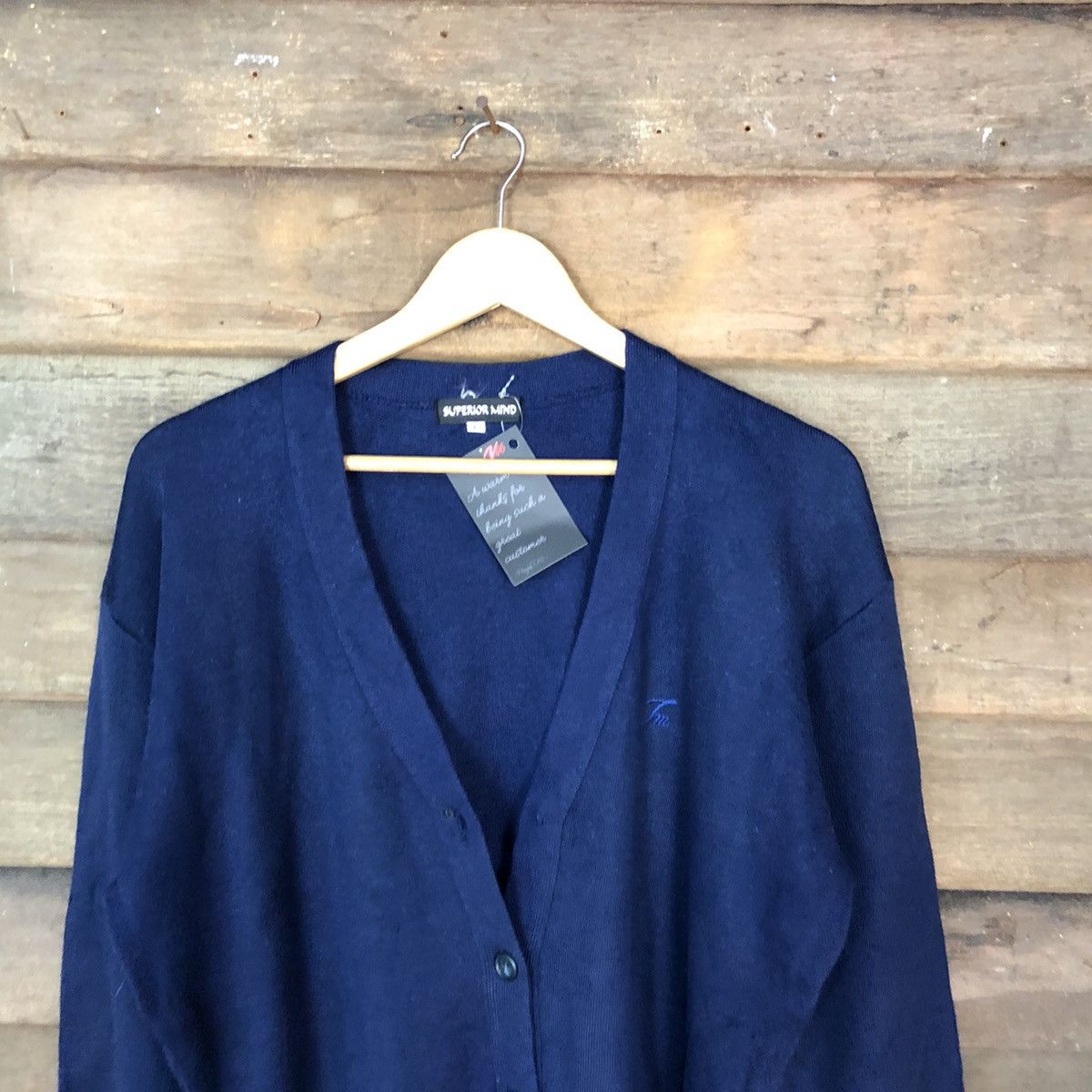 Japanese Brand × Vintage Superior Mind Dark blue Cardigan knitwear #5007 Size L / US 10 / IT 46 - 2 Thumbnail