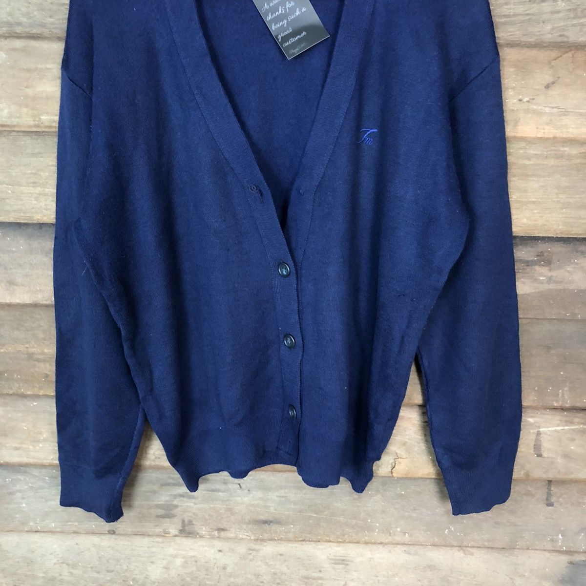 Japanese Brand × Vintage Superior Mind Dark blue Cardigan knitwear #5007 Size L / US 10 / IT 46 - 3 Thumbnail