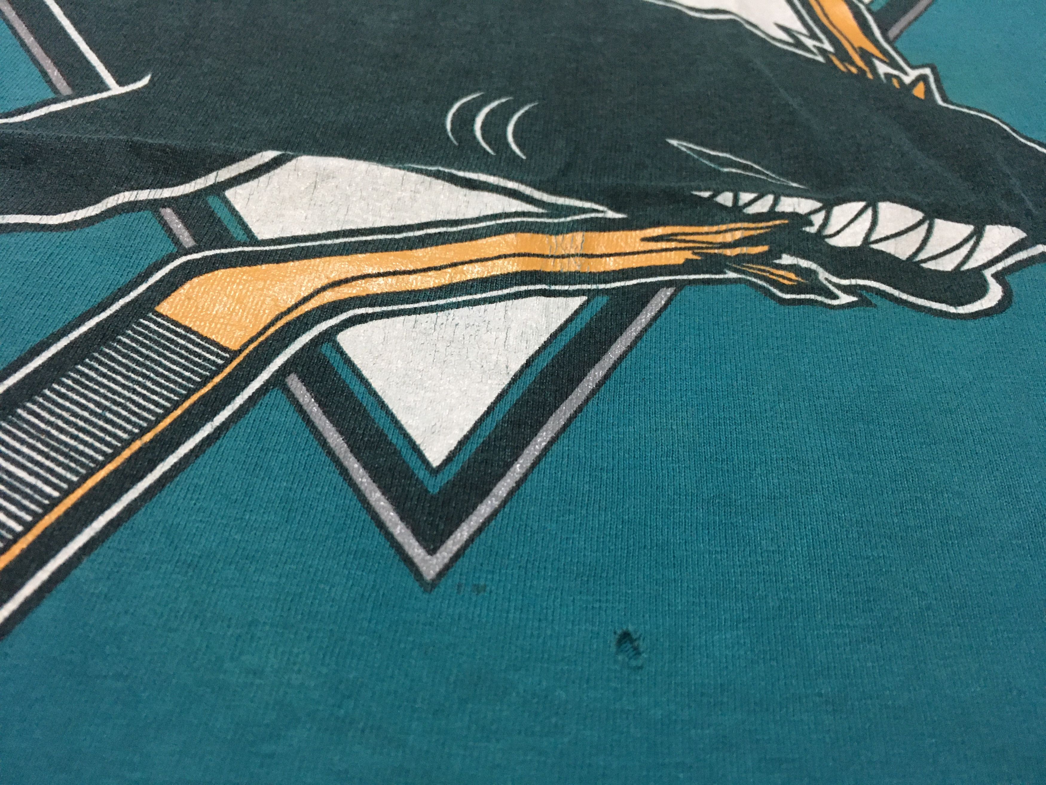 NHL × Vintage Vintage San Jose Sharks Shirt 90s Single Stitch Size US XL / EU 56 / 4 - 3 Thumbnail