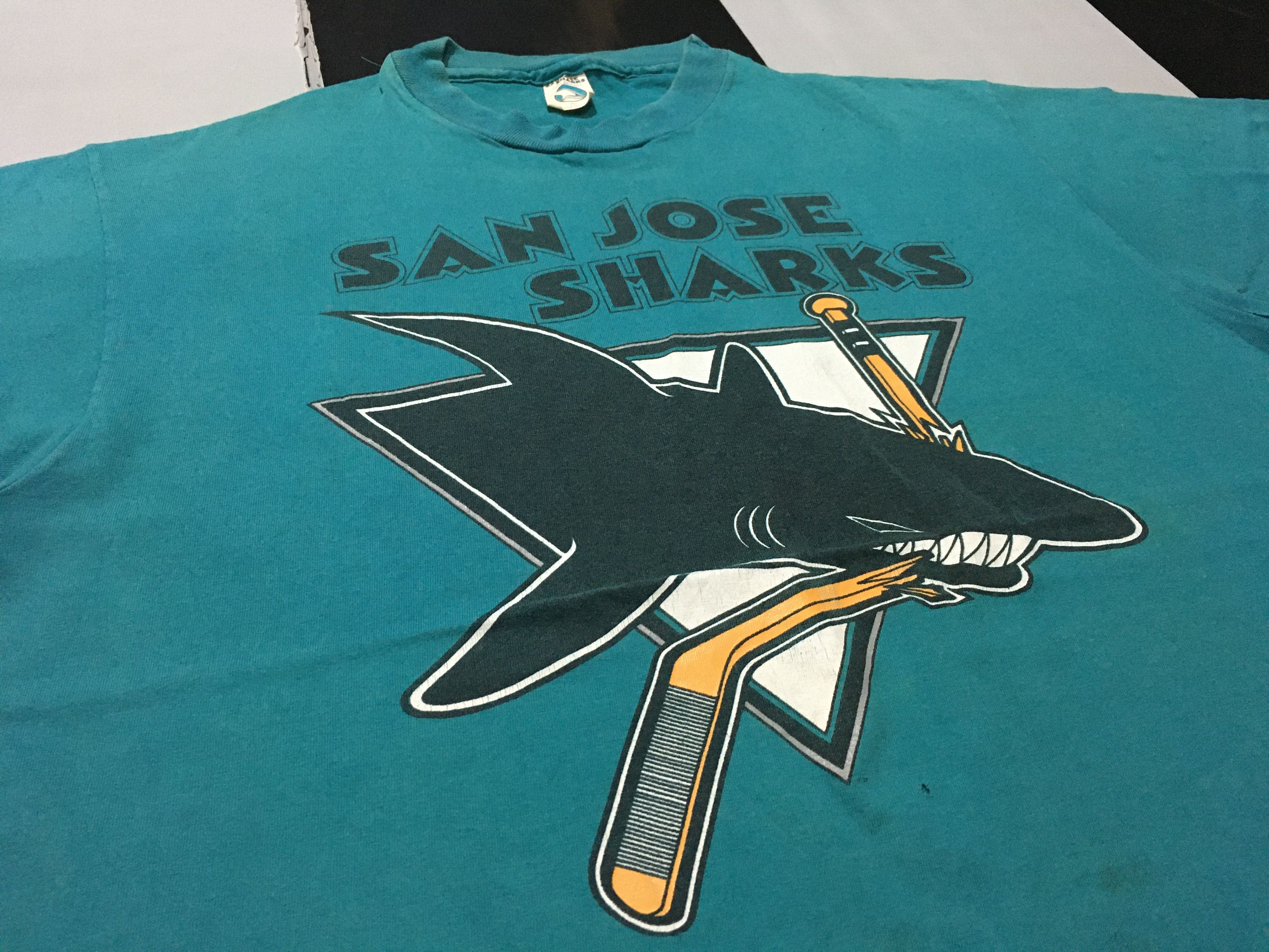 NHL × Vintage Vintage San Jose Sharks Shirt 90s Single Stitch Size US XL / EU 56 / 4 - 1 Thumbnail