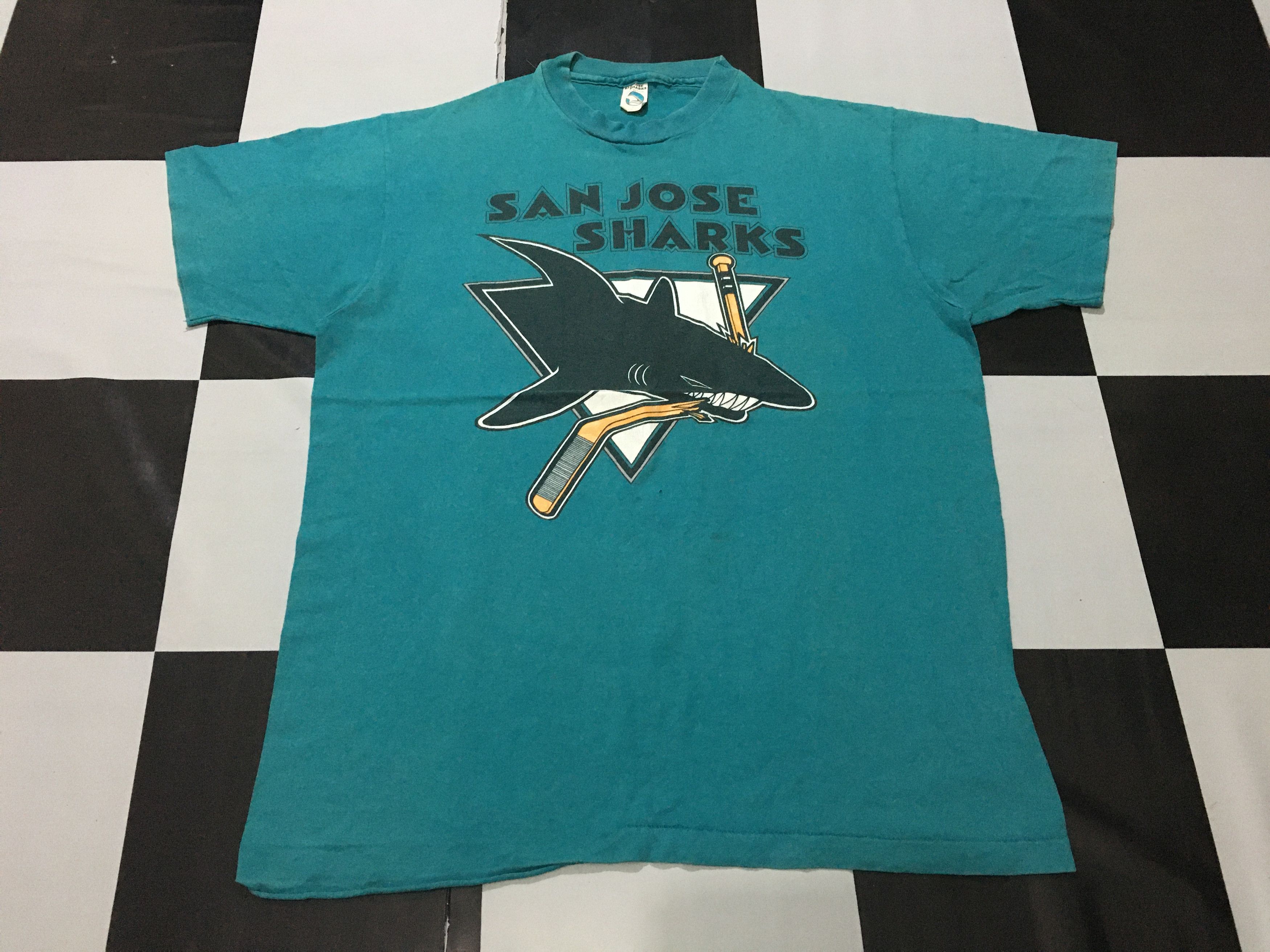 NHL × Vintage Vintage San Jose Sharks Shirt 90s Single Stitch Size US XL / EU 56 / 4 - 2 Thumbnail