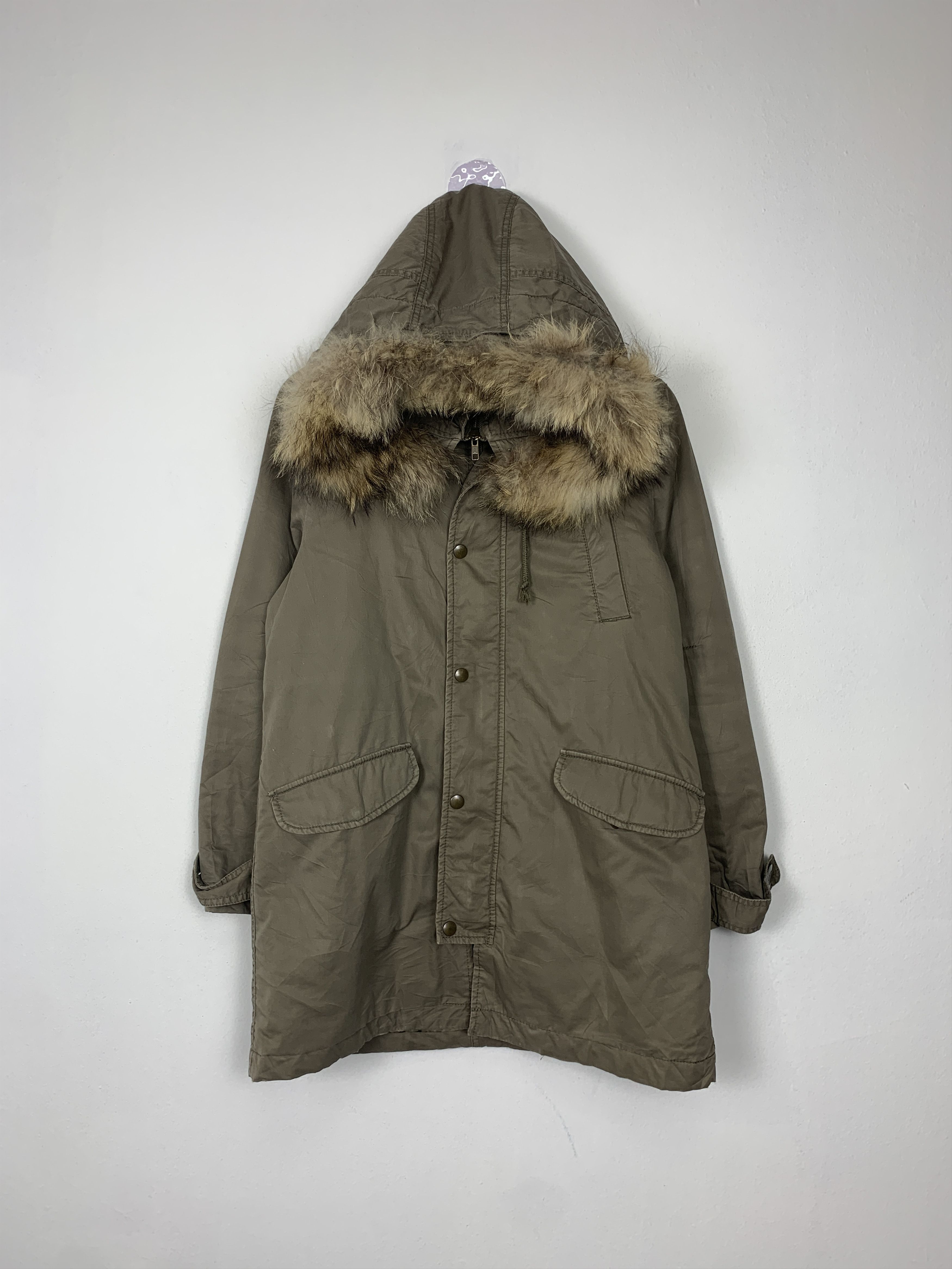 image of Military x Vintage Extreme Collection Sherpa Lining Hoodie Parkas in Miltary Green (Size Small)