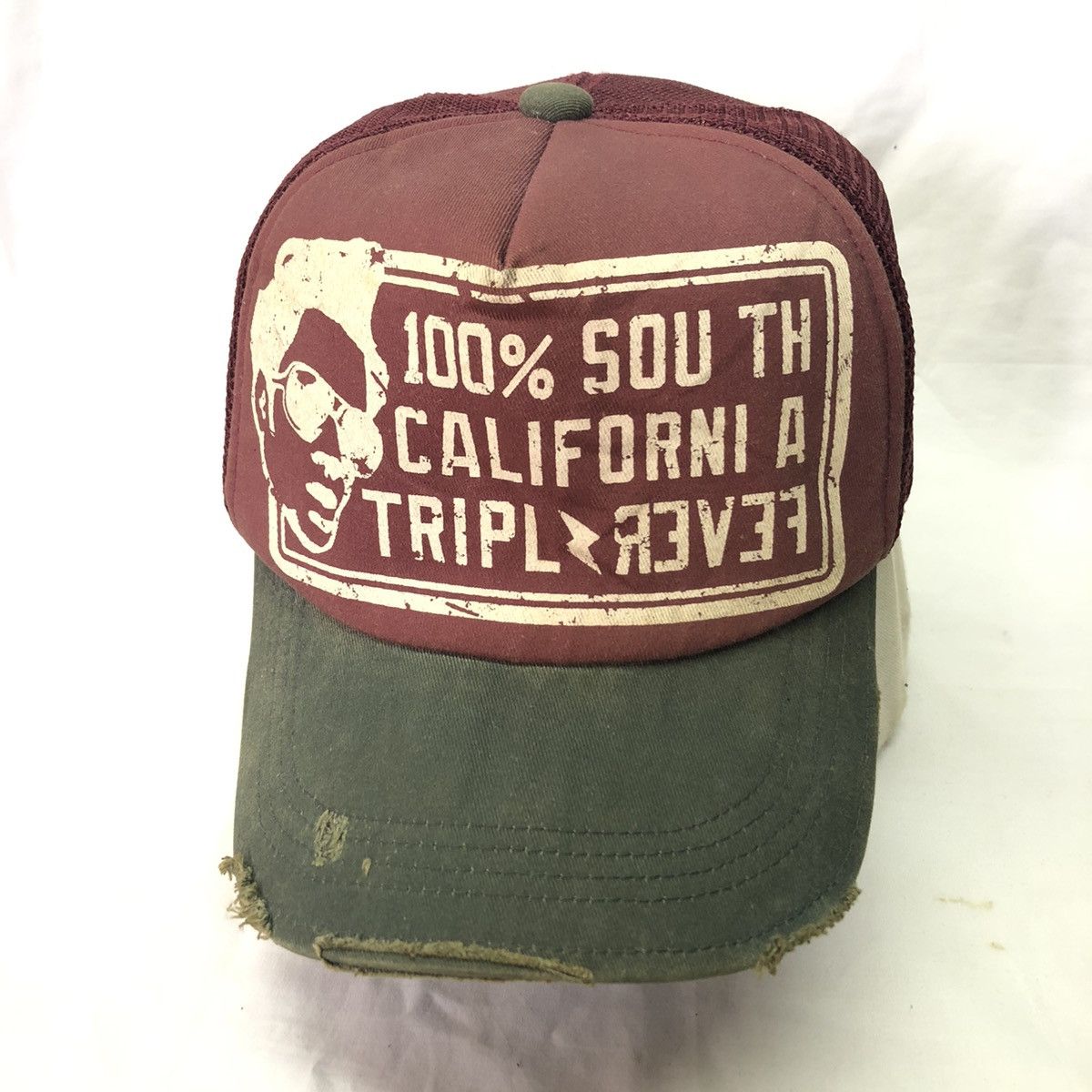 Designer 100% South California Triple Fever Distressed Trucker Hat Size ONE SIZE - 4 Thumbnail