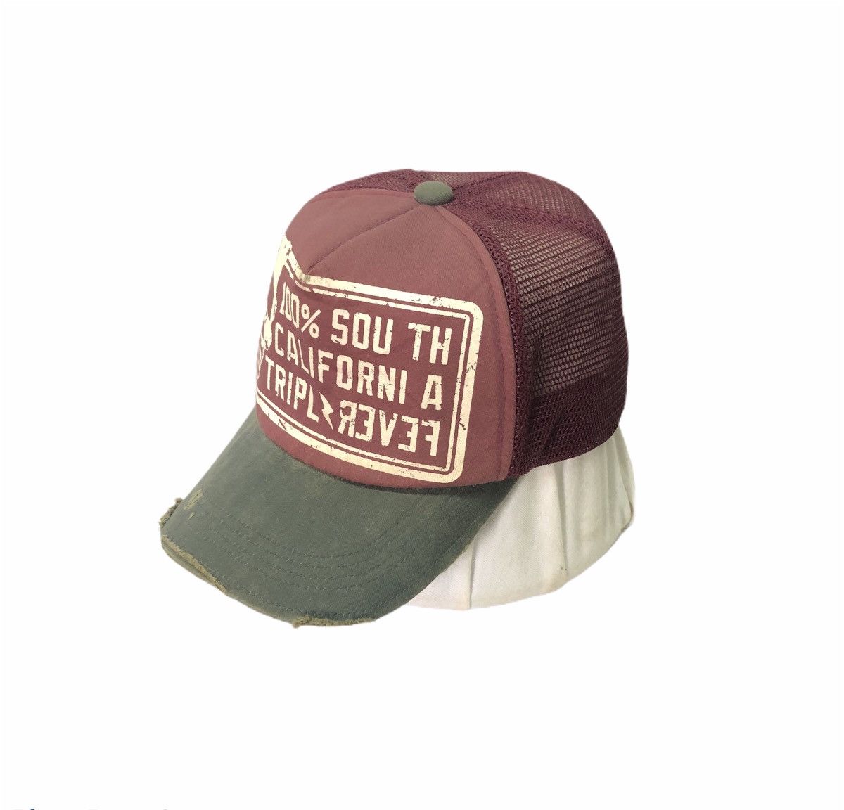 Designer 100% South California Triple Fever Distressed Trucker Hat Size ONE SIZE - 3 Thumbnail