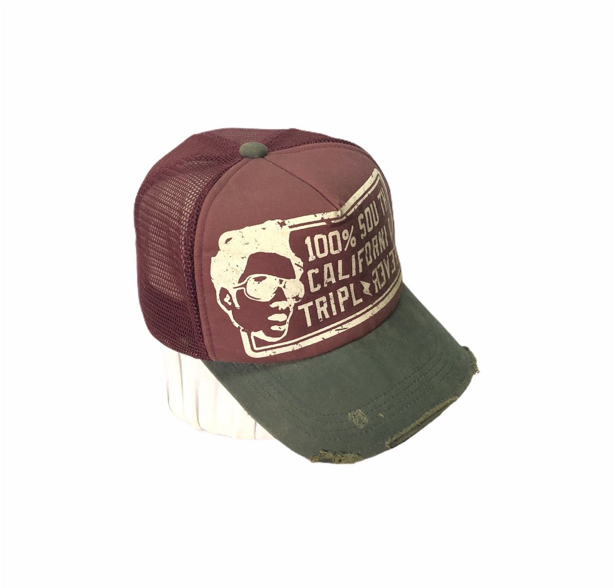 Designer 100% South California Triple Fever Distressed Trucker Hat Size ONE SIZE - 2 Thumbnail