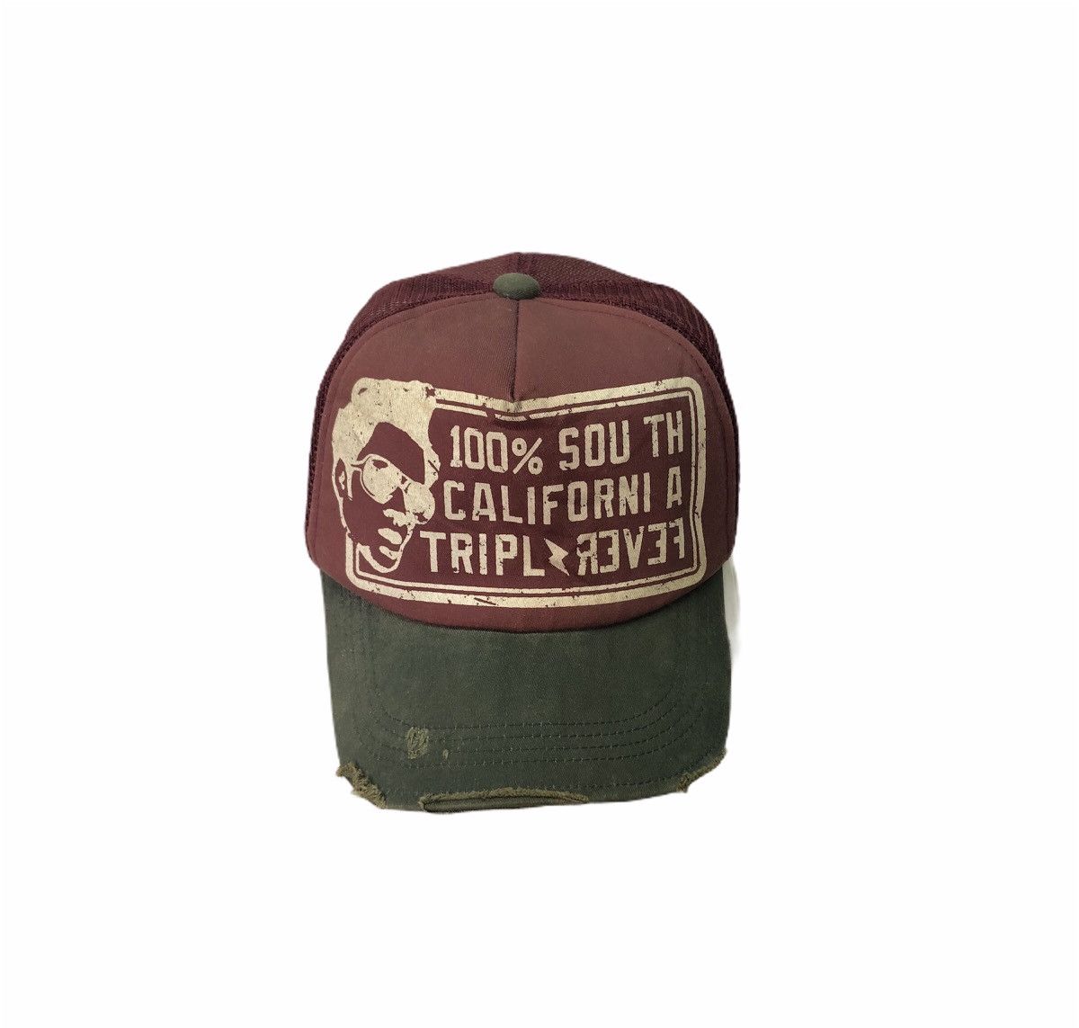 Designer 100% South California Triple Fever Distressed Trucker Hat Size ONE SIZE - 1 Thumbnail