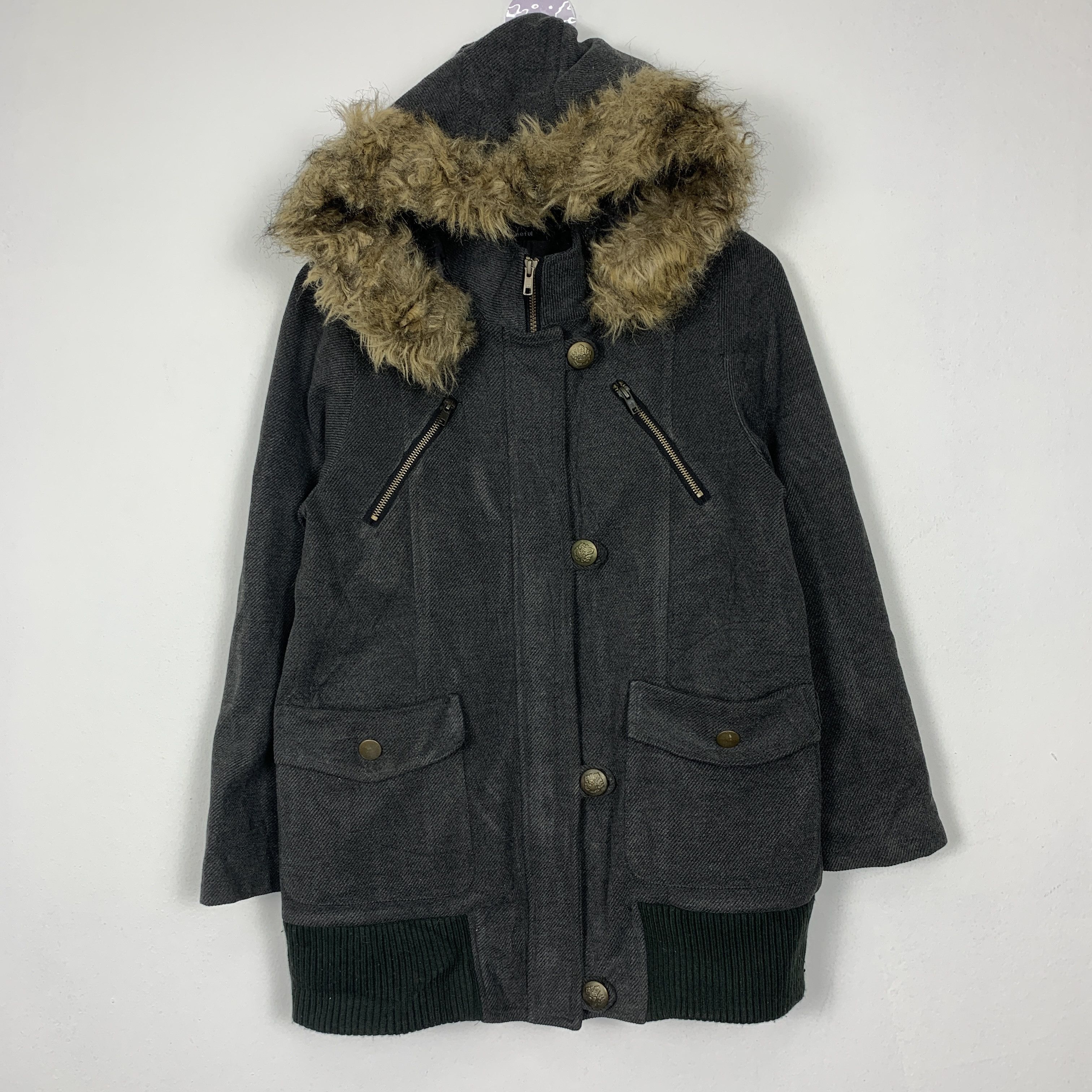 Japanese Brand Vintage Gleeful Multi Pocket Zip Up Fur Hoodie jacket J1466 Size US S / EU 44-46 / 1 - 1 Thumbnail