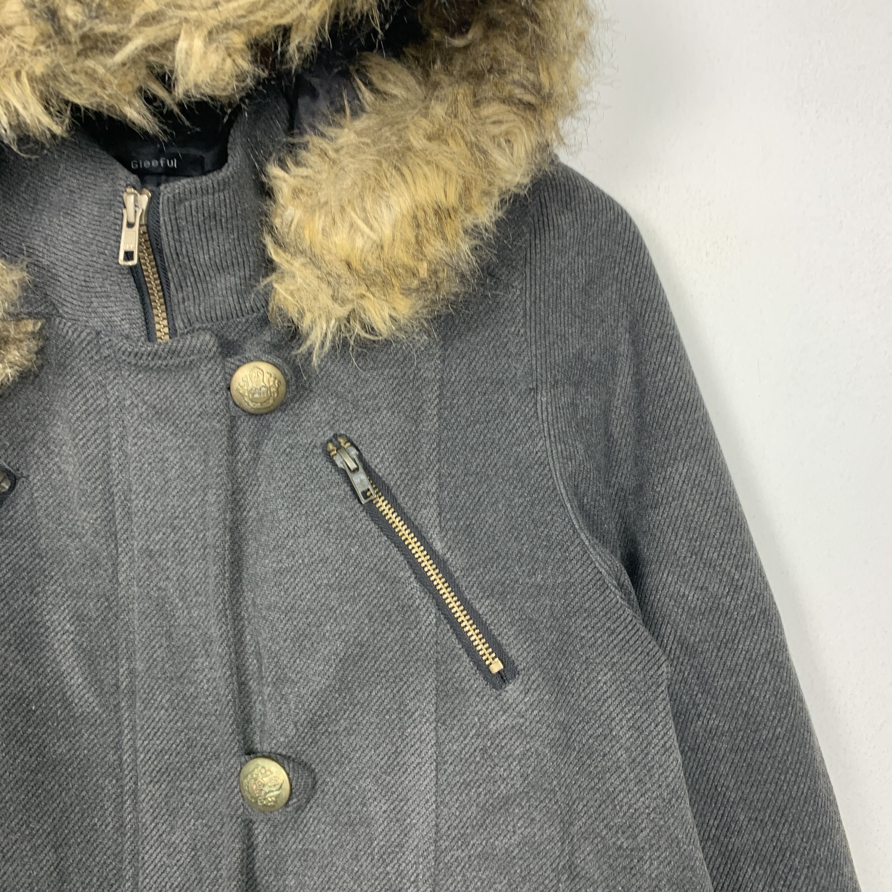 Japanese Brand Vintage Gleeful Multi Pocket Zip Up Fur Hoodie jacket J1466 Size US S / EU 44-46 / 1 - 3 Thumbnail