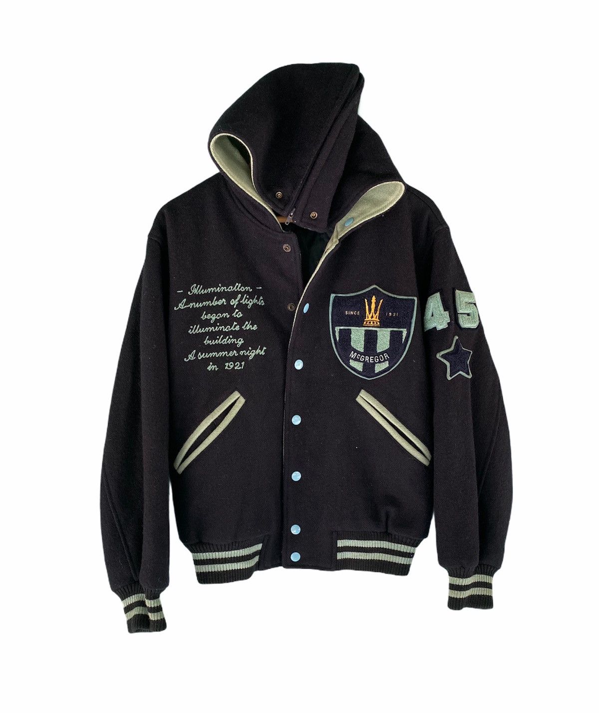 image of Mcgregor Varsity Jacket With Hoodie in Dark Blue, Men's (Size Small)