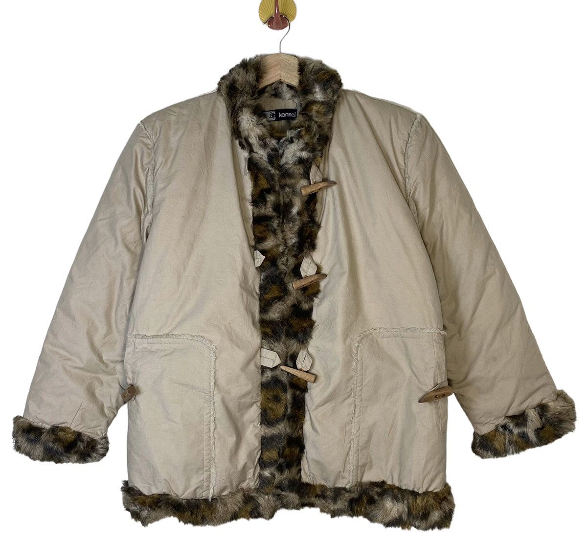 Vintage KANSAI eye Puffer Coat Faux Fur Jacket