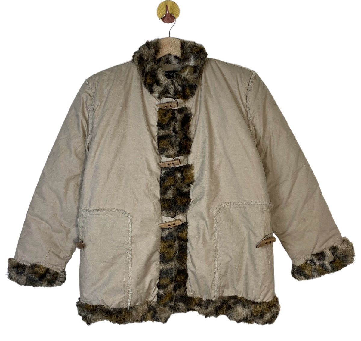 Kansai Yamamoto Vintage KANSAI eye Puffer Coat Faux Fur Jacket Size L / US 10 / IT 46 - 2 Thumbnail