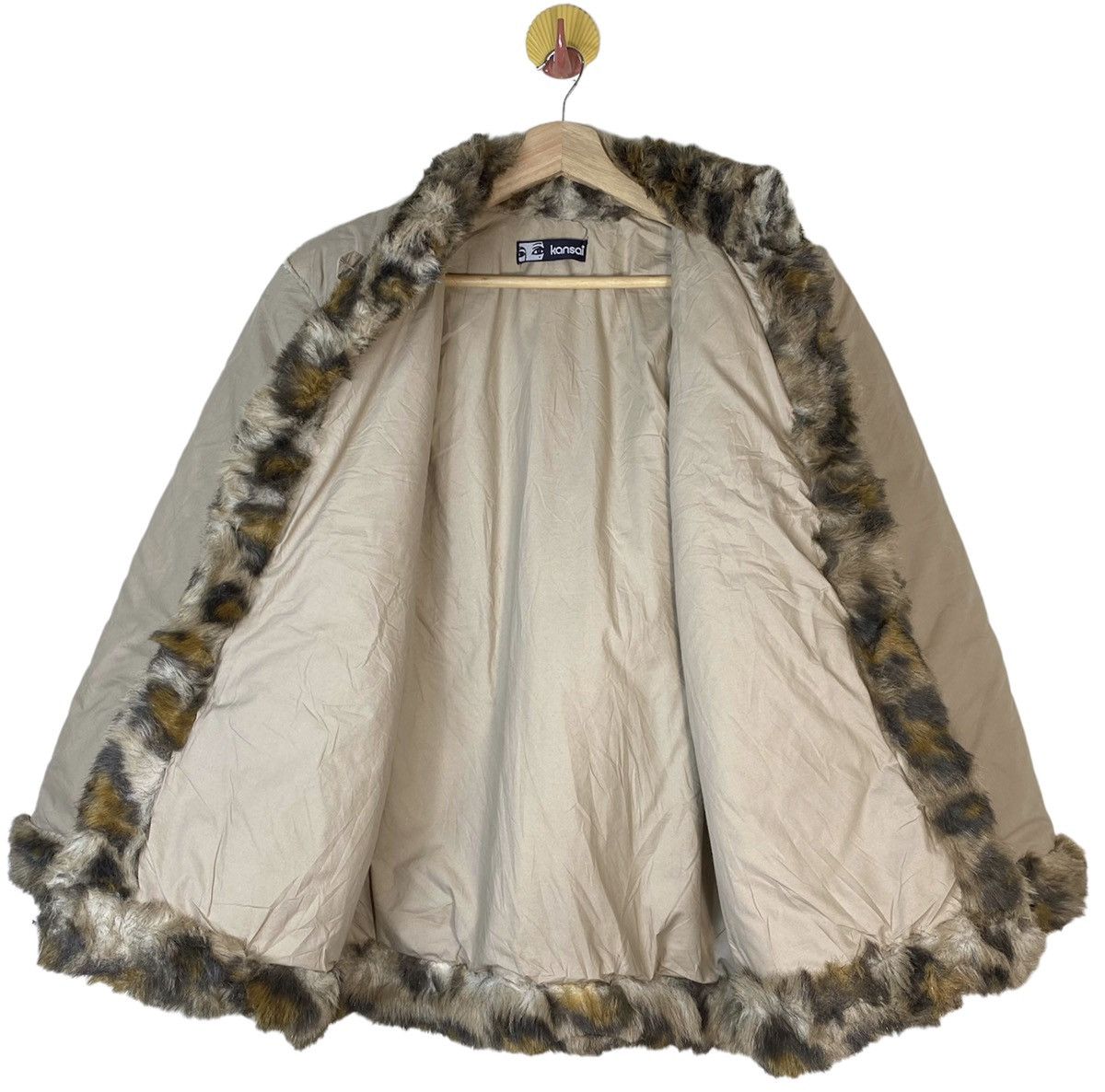 Kansai Yamamoto Vintage KANSAI eye Puffer Coat Faux Fur Jacket Size L / US 10 / IT 46 - 12 Thumbnail