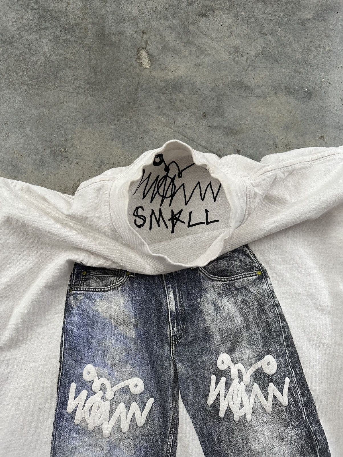 Asspizza Asspizza White Puff Print Jeans Photo Tee Sz. Small 730 Size US S / EU 44-46 / 1 - 3 Thumbnail
