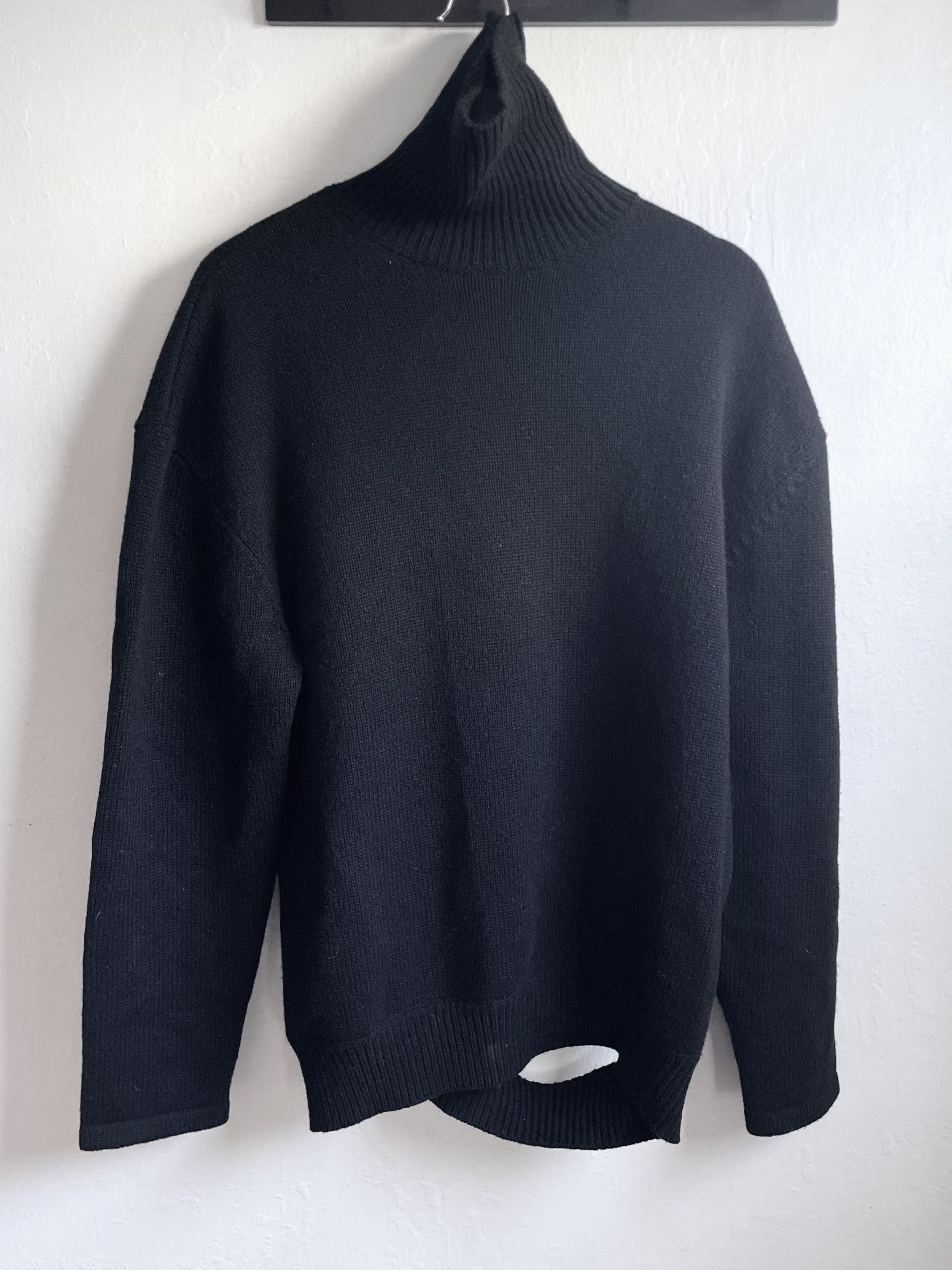 image of Black Balenciaga Slashed Hem Turtleneck, Men's (Size XS)