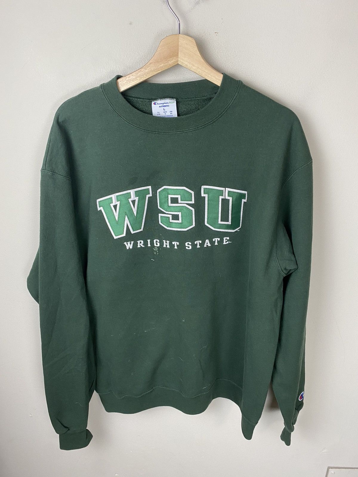 image of Champion Wright State Wsu Crewneck in Green, Men's (Size Large)