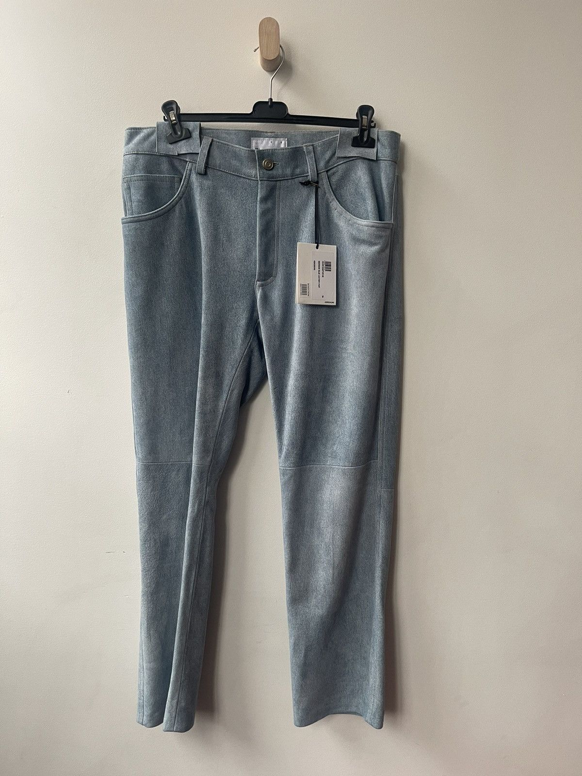 image of 4Sdesigns Deerskin Leather Pants Trompe L'oeil Deerskin in Blue, Men's (Size 34)