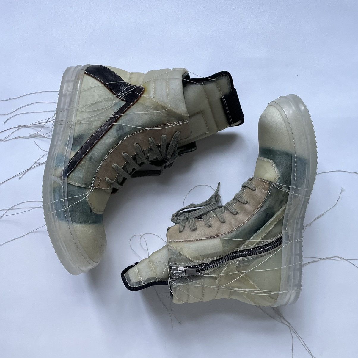 Rick Owens S/S 19 Babel Clear Leather Geobaskets | Grailed