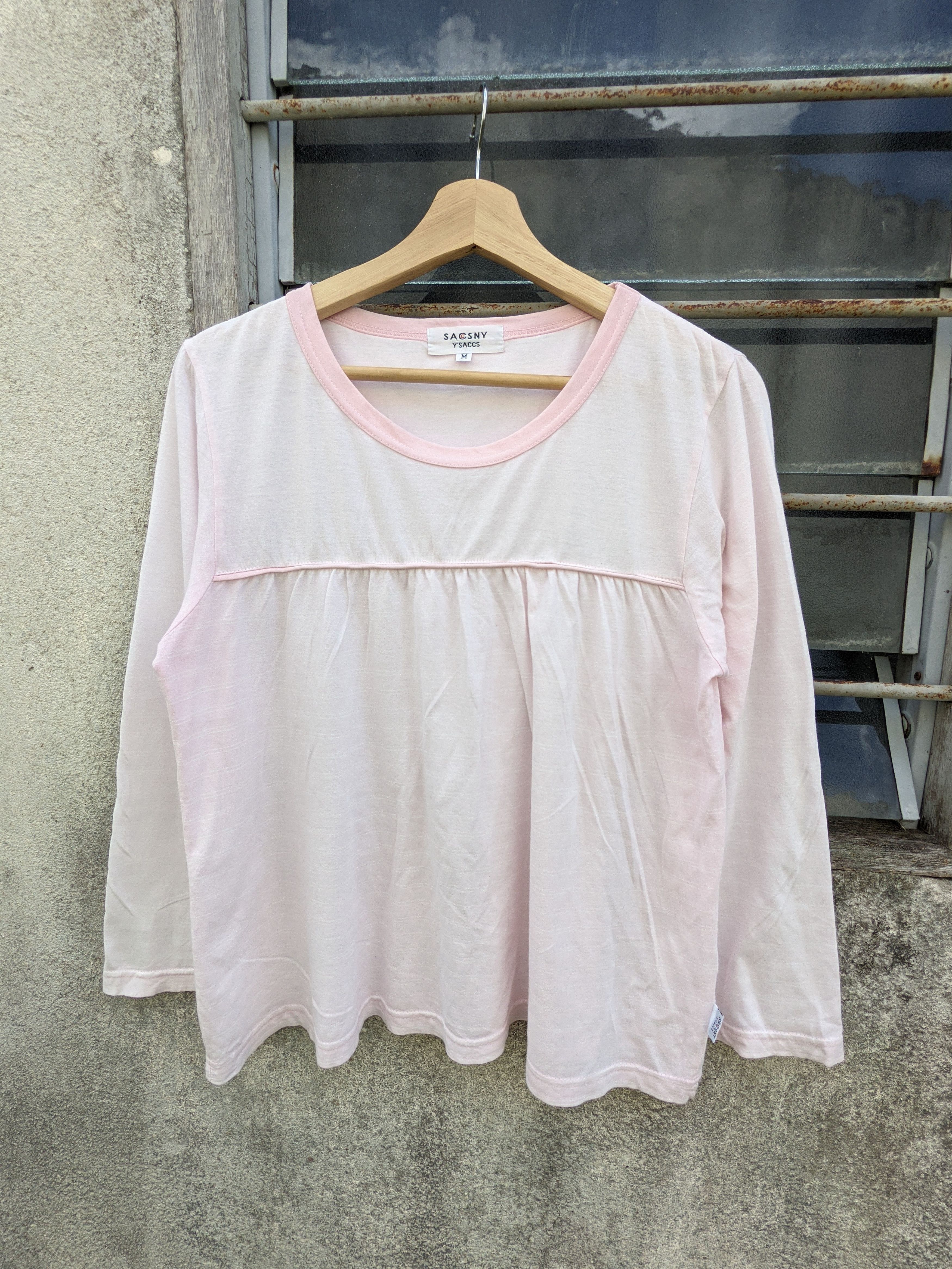 Designer × Yohji Yamamoto ⚡️Steals⚡️ Vintage Y'SACCS Pink Striped Maternity Tshirt Size M / US 6-8 / IT 42-44 - 5 Thumbnail