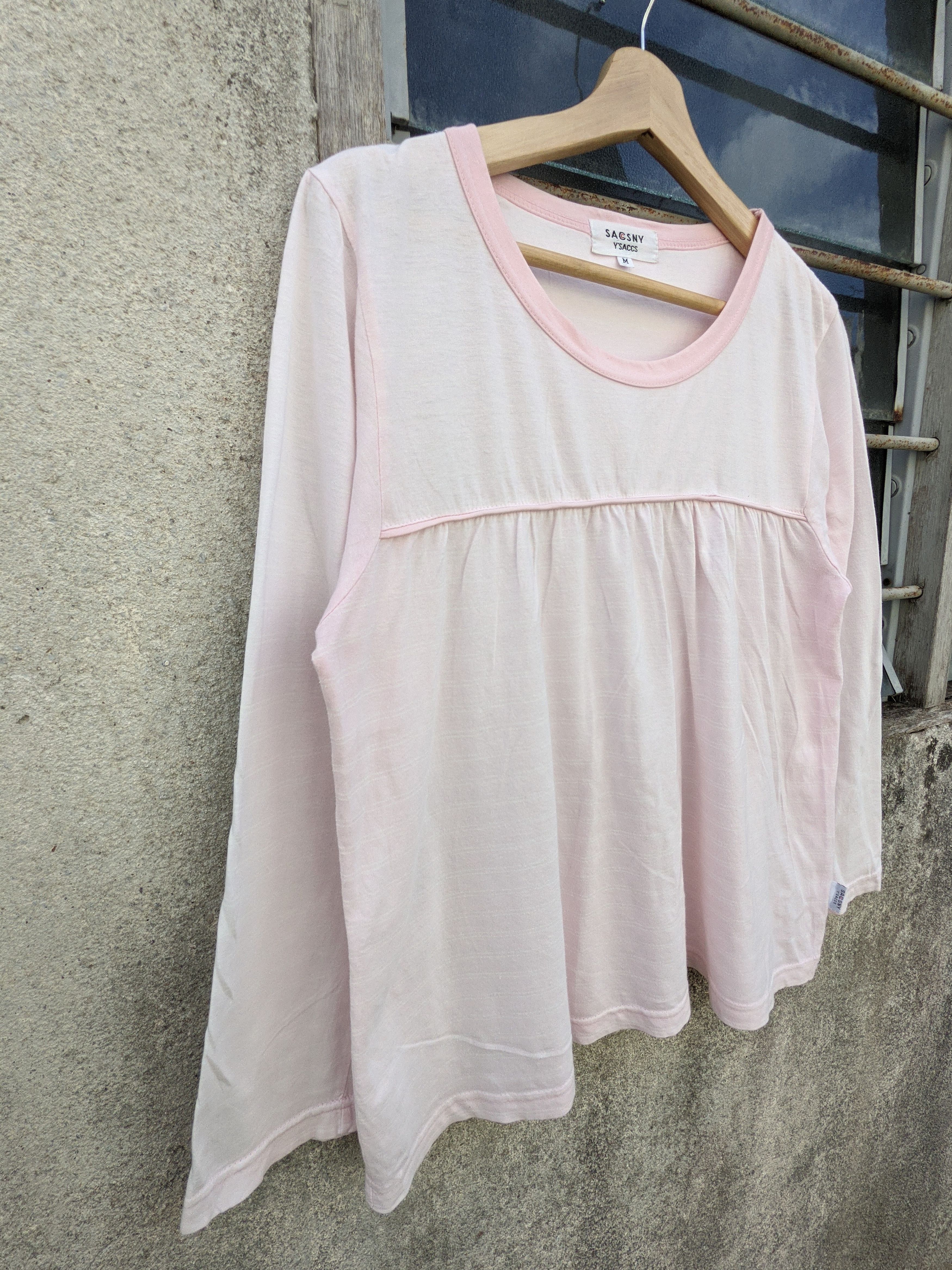 Designer × Yohji Yamamoto ⚡️Steals⚡️ Vintage Y'SACCS Pink Striped Maternity Tshirt Size M / US 6-8 / IT 42-44 - 3 Thumbnail