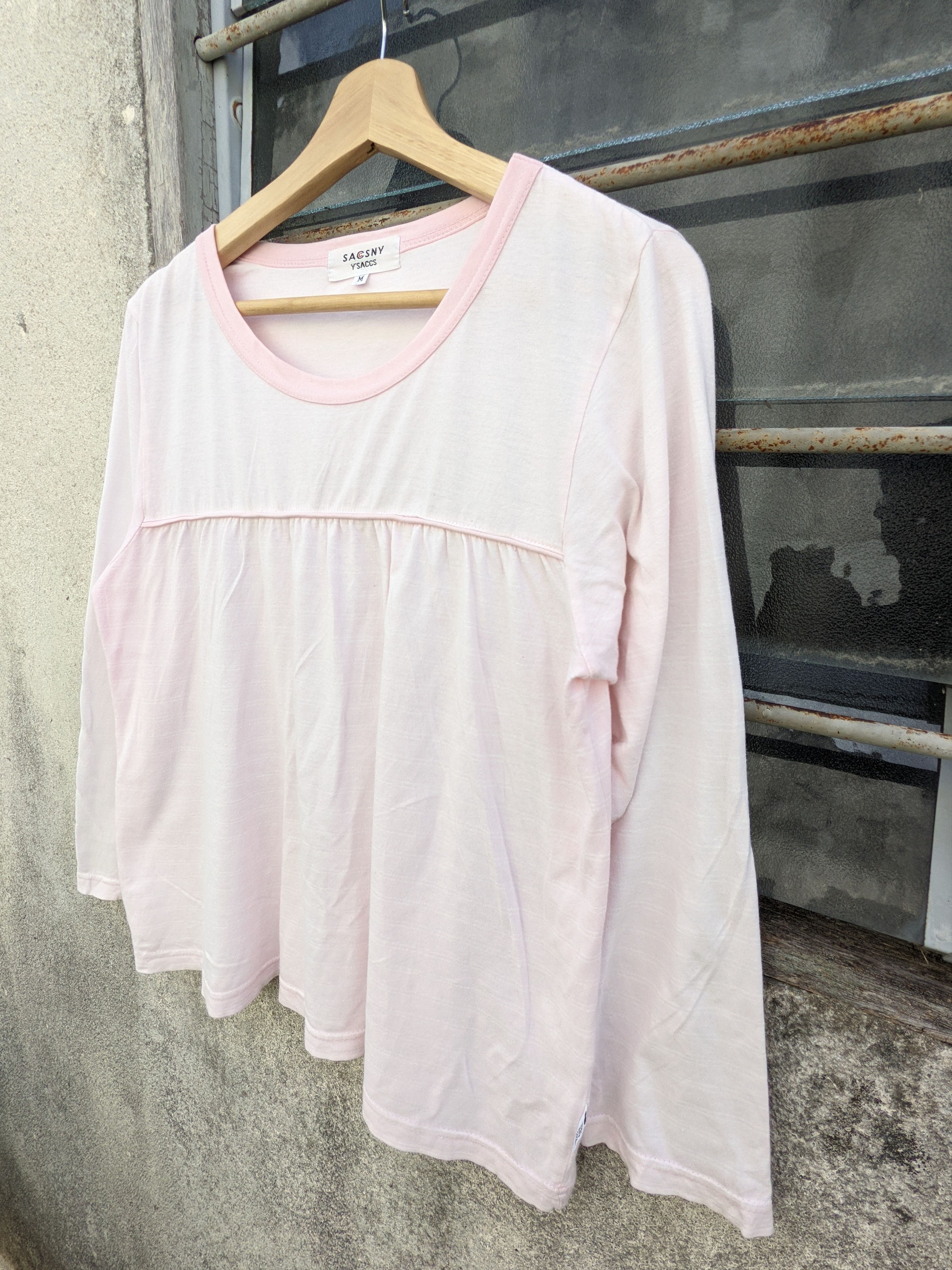 Designer × Yohji Yamamoto ⚡️Steals⚡️ Vintage Y'SACCS Pink Striped Maternity Tshirt Size M / US 6-8 / IT 42-44 - 4 Thumbnail