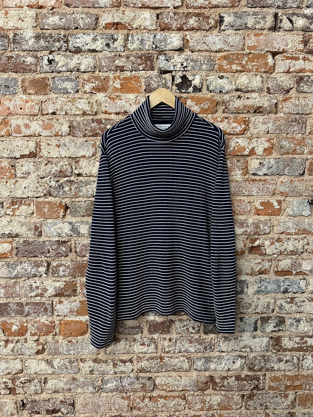 2014 Maison Margiela Line 14 Navy Striped Turtleneck