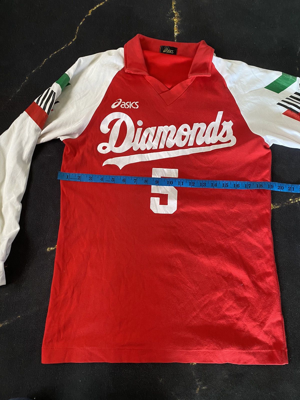 Japanese Brand Vintage Asics Soccer Jersey Number Five Long Sleeve Size US M / EU 48-50 / 2 - 11 Thumbnail
