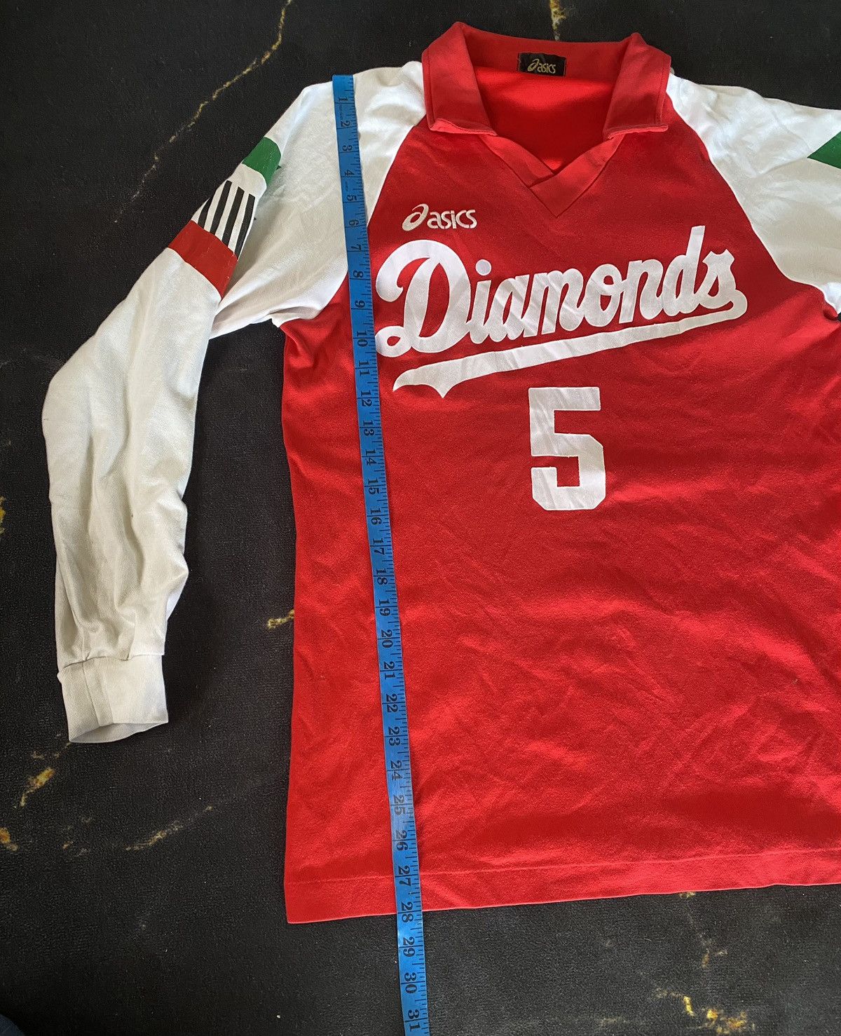 Japanese Brand Vintage Asics Soccer Jersey Number Five Long Sleeve Size US M / EU 48-50 / 2 - 12 Thumbnail