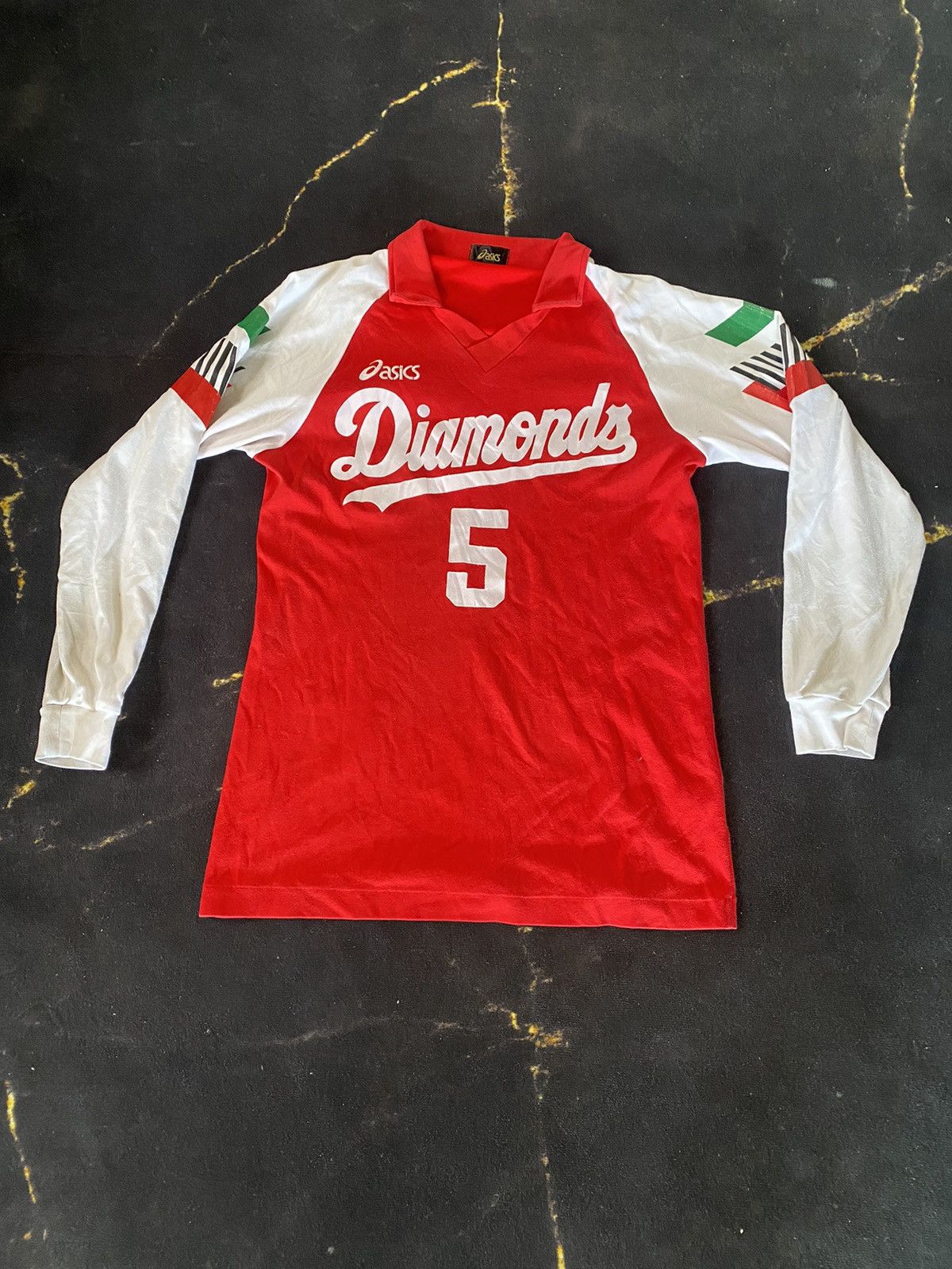 Japanese Brand Vintage Asics Soccer Jersey Number Five Long Sleeve Size US M / EU 48-50 / 2 - 3 Thumbnail