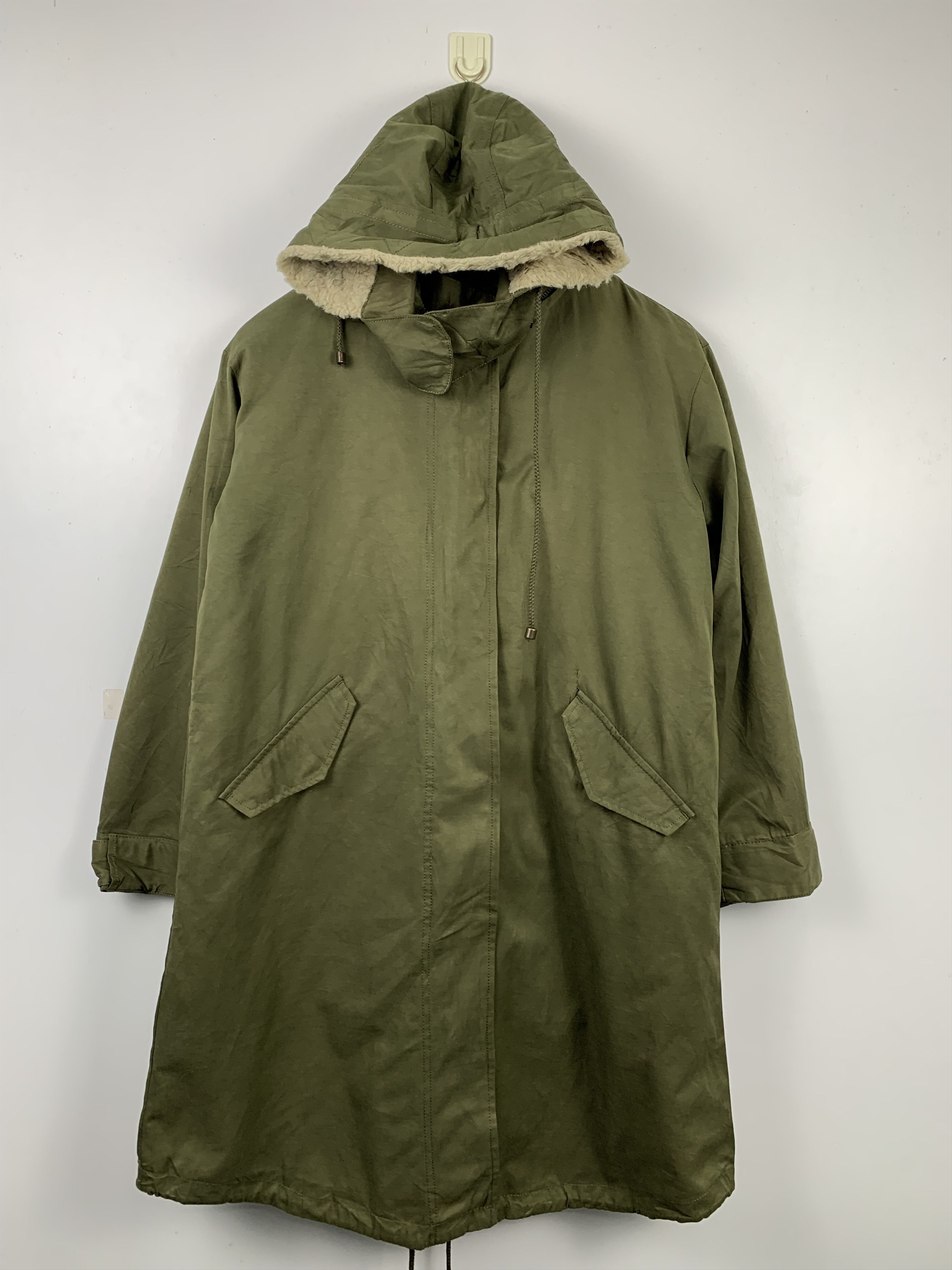 image of Military Zip Up Hoodie Parkas Jacket in Miltary Green, Men's (Size Small)