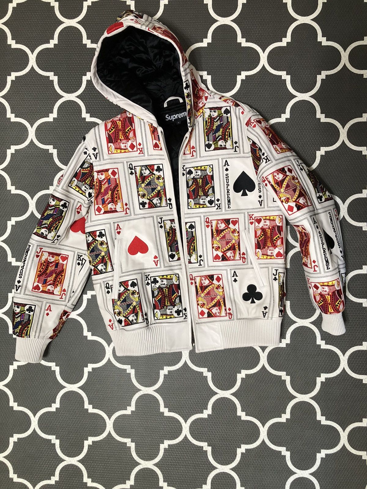 Supreme FW16 Court Cards Hooded Leather Jacket Size US S / EU 44-46 / 1 - 3 Thumbnail