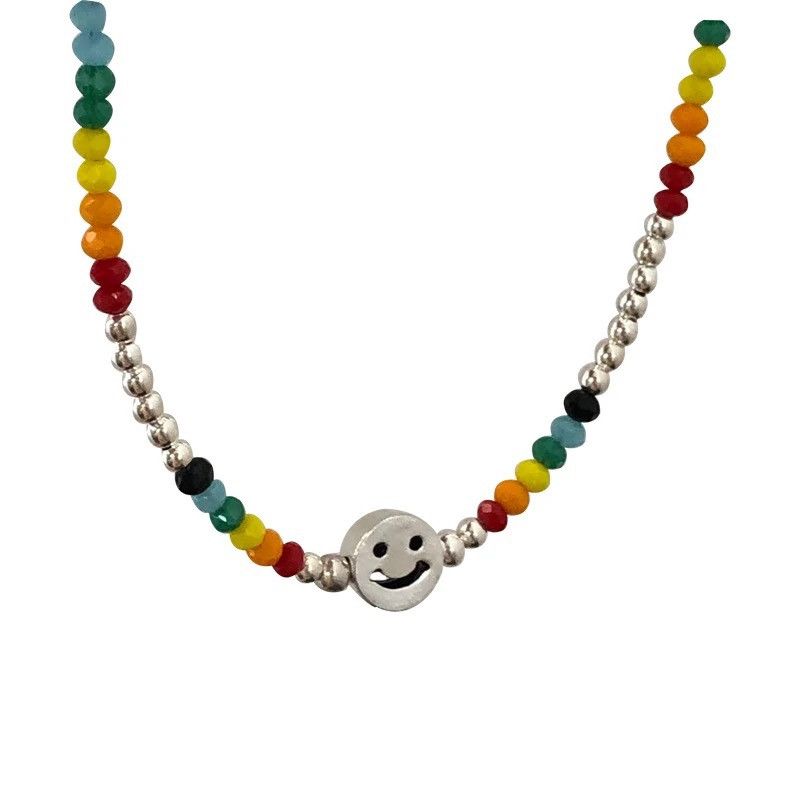 Jewelry Creative Colorful Beads Smile Face Necklace Size ONE SIZE - 1 Thumbnail