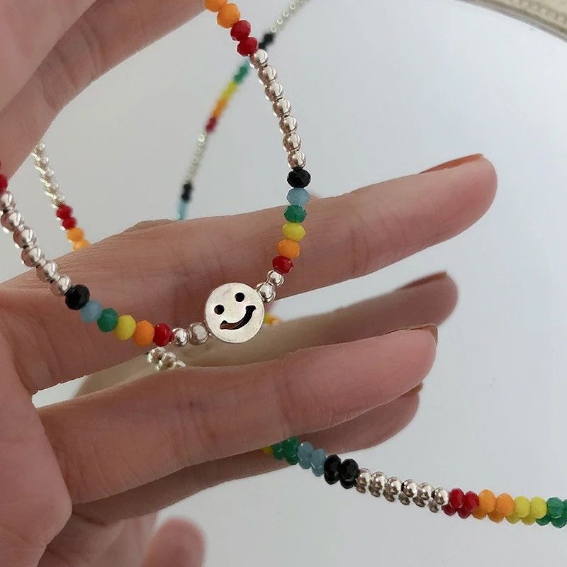 Jewelry Creative Colorful Beads Smile Face Necklace Size ONE SIZE - 2 Thumbnail