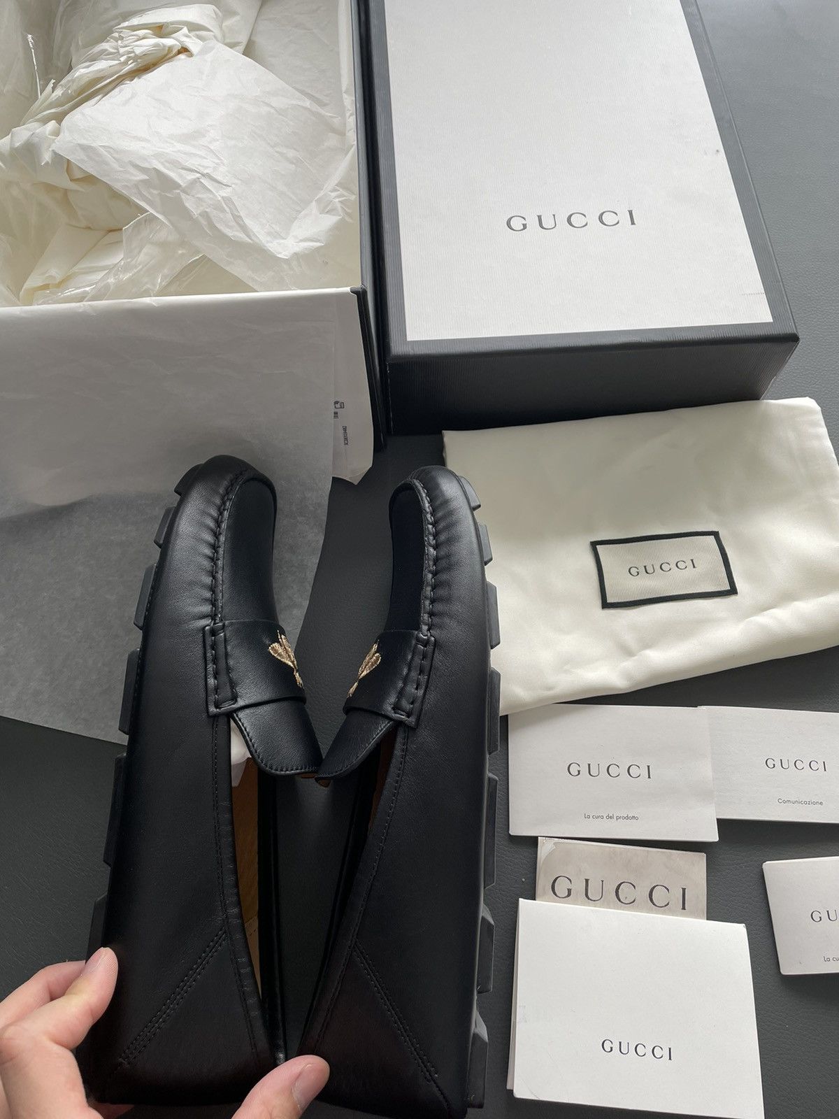 Gucci Rare Iconic Brand New Runway Velvety Bee Leather Loafer Shoe Size US 9 / EU 42 - 17 Thumbnail