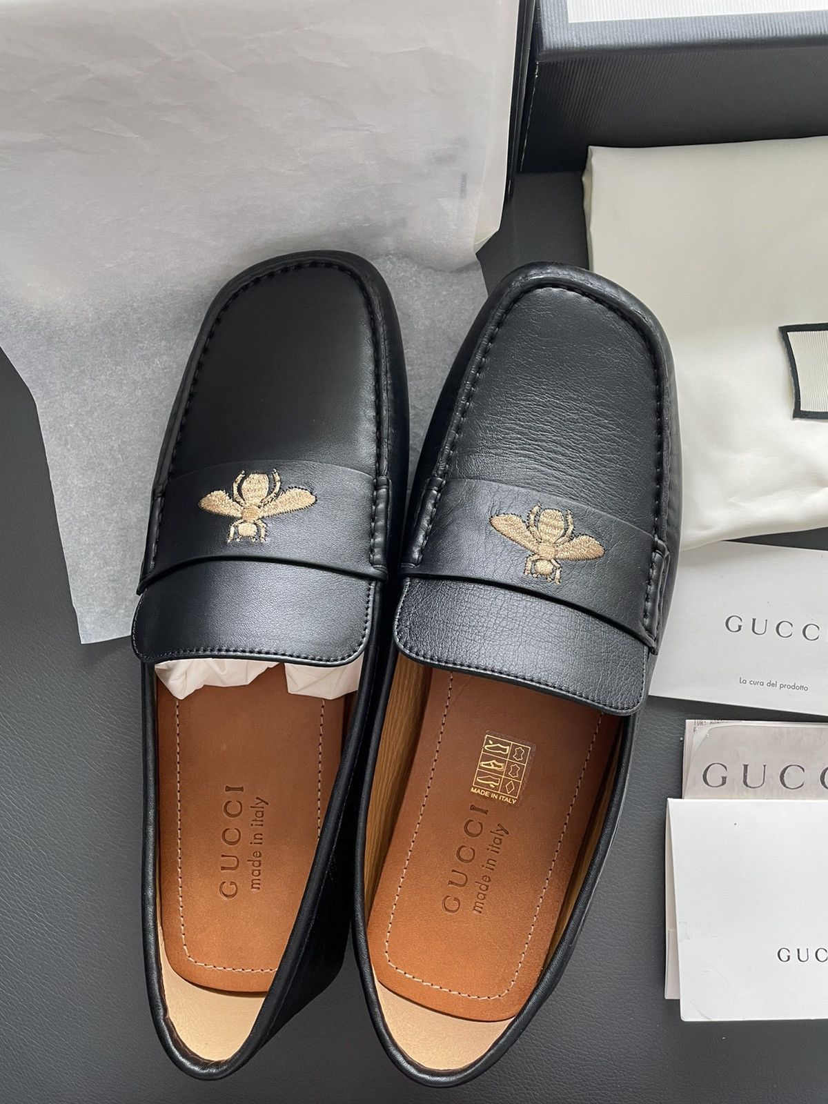 Gucci Rare Iconic Brand New Runway Velvety Bee Leather Loafer Shoe Size US 9 / EU 42 - 5 Thumbnail