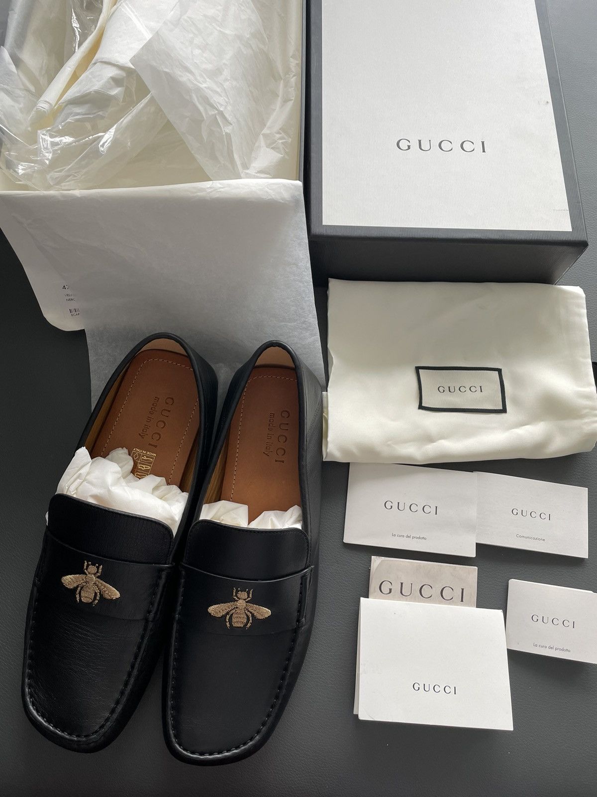Gucci Rare Iconic Brand New Runway Velvety Bee Leather Loafer Shoe Size US 9 / EU 42 - 11 Thumbnail