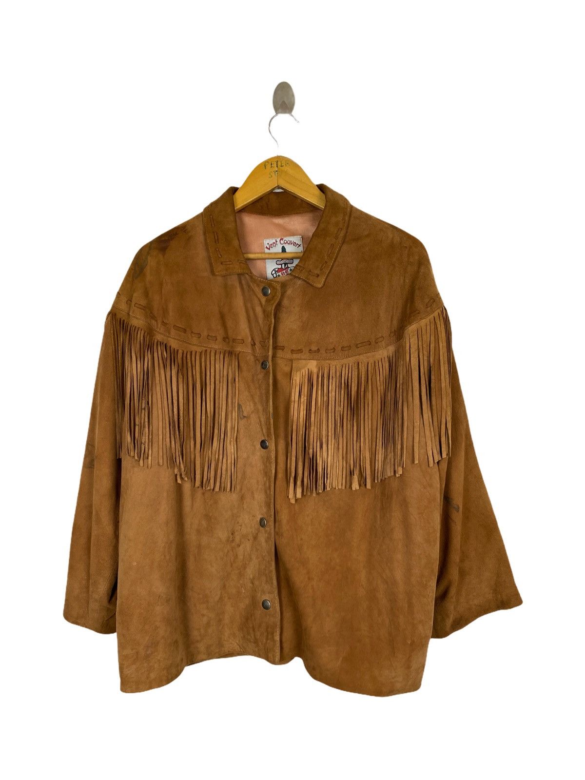 image of Vintage Vent Couvert Leather Jacket Cowboy Style in Brown Leather, Men's (Size Medium)