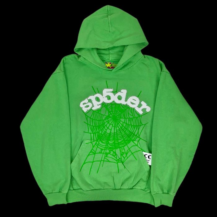 Young Thug spider worldwide web hoodie slime green sp5der rhinestone ...