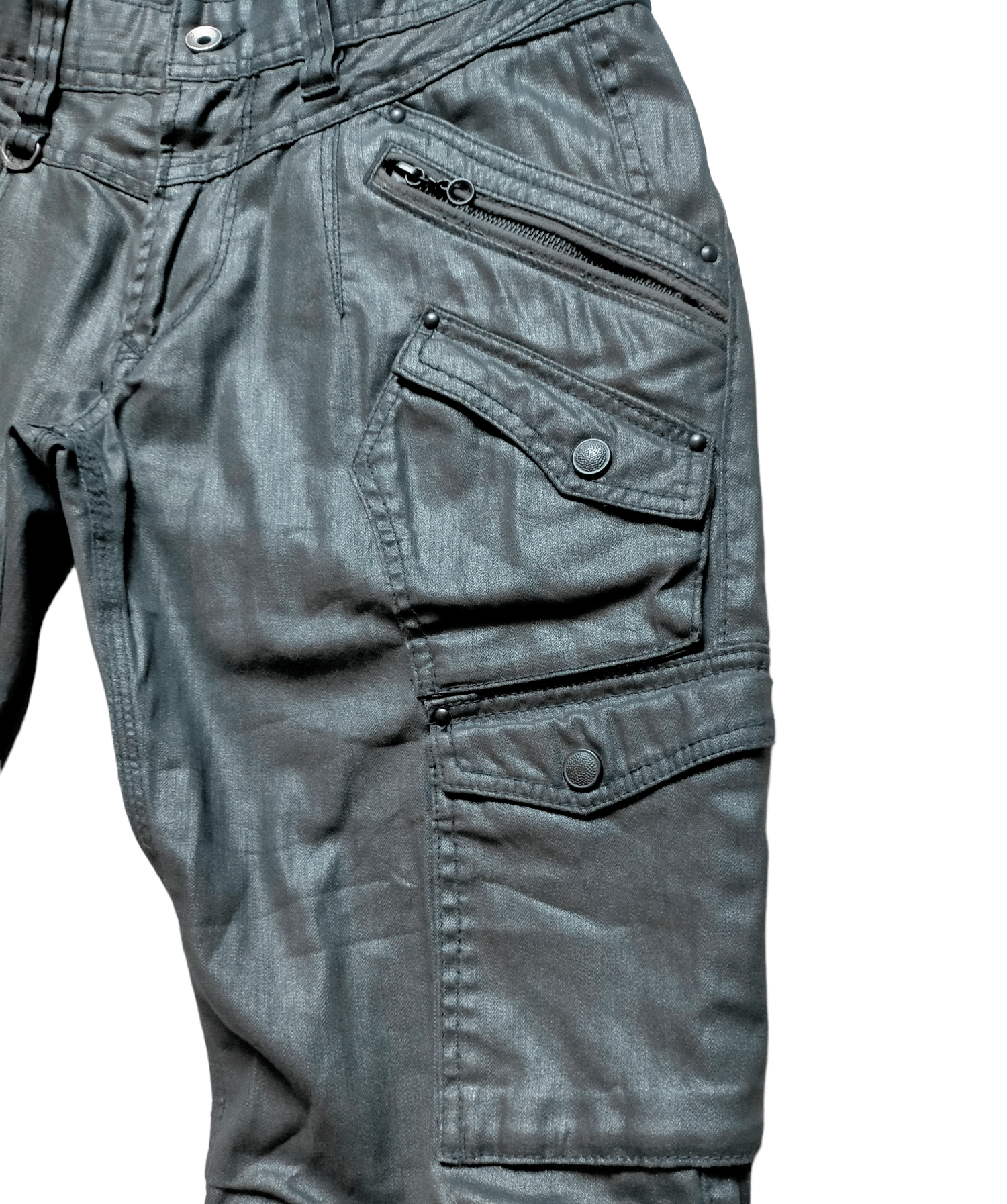 Hysteric Glamour Nicole Club For Men Cargo Black Waxed Jeans Size US 31 - 4 Thumbnail