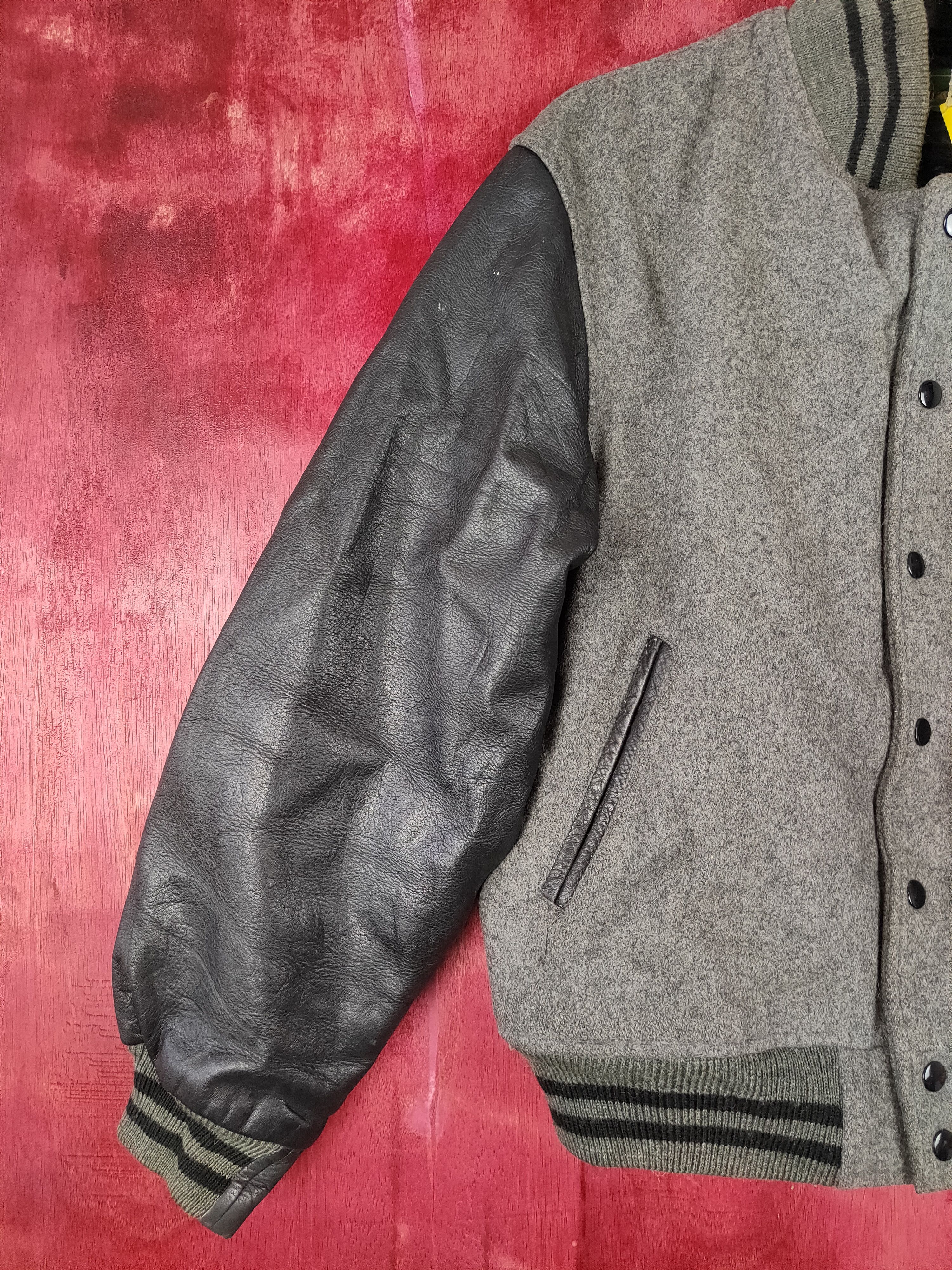 Japanese Brand Storm Island Gray plain varsity jacket #4241 Size US M / EU 48-50 / 2 - 3 Thumbnail
