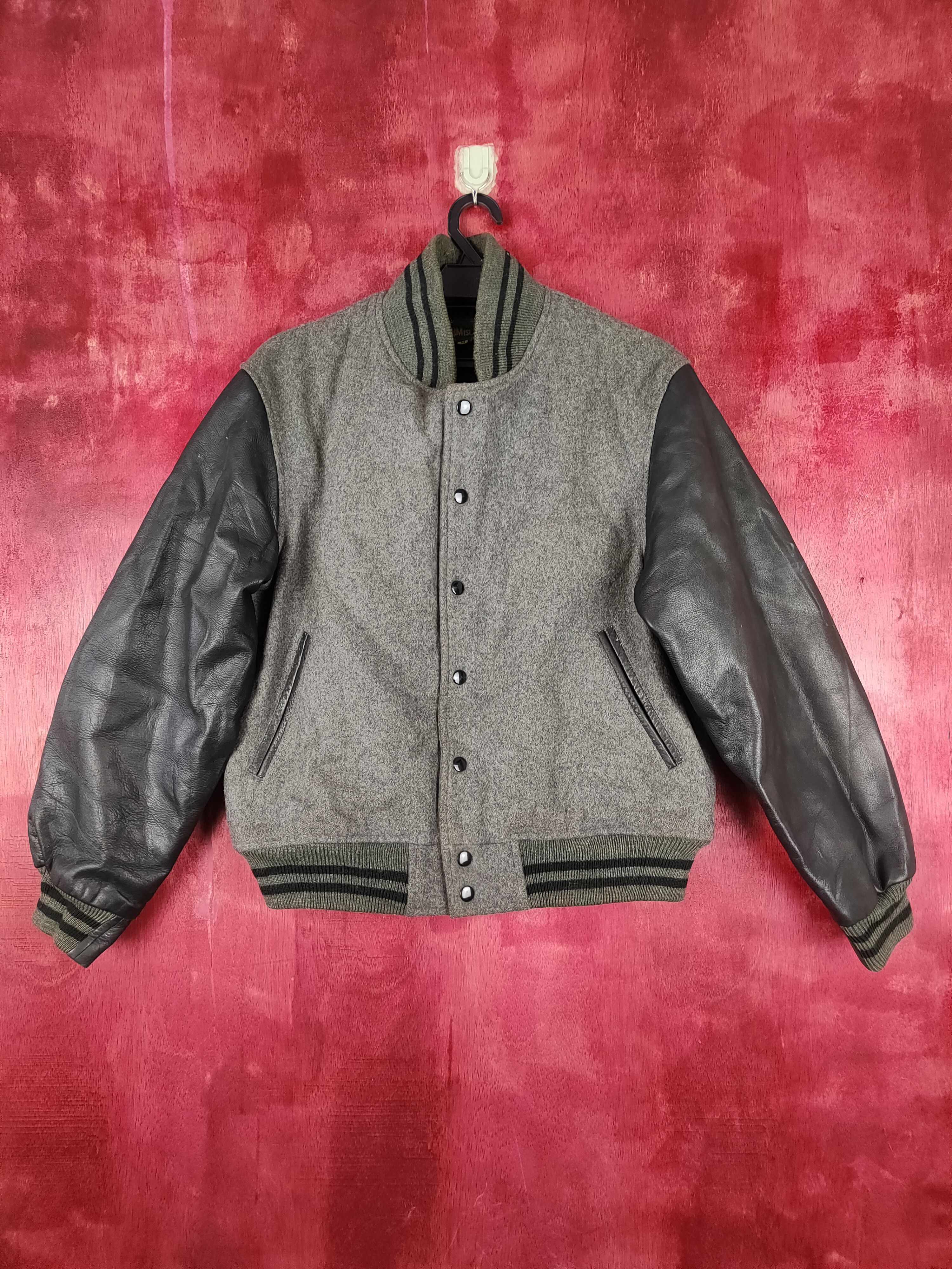 Japanese Brand Storm Island Gray plain varsity jacket #4241 Size US M / EU 48-50 / 2 - 1 Thumbnail