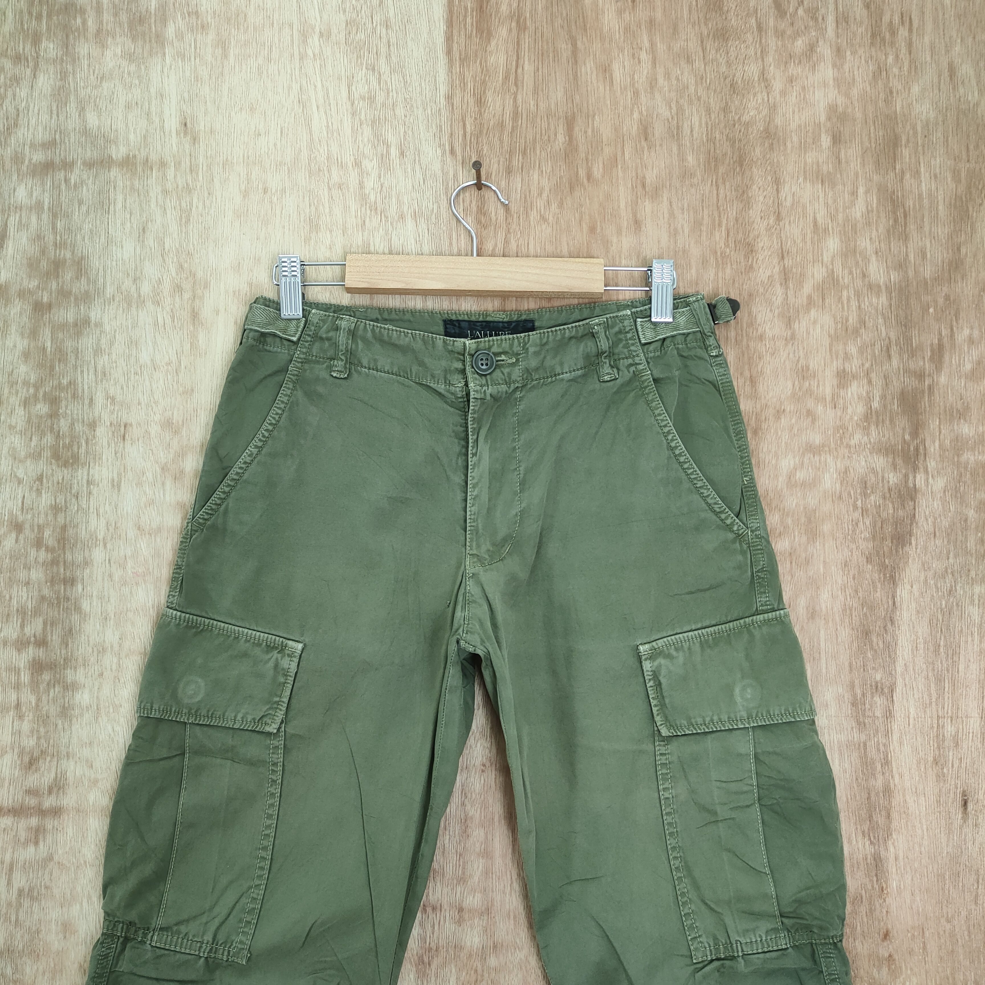 Japanese Brand LARRURE GREEN CARGO PANTS Size US 26 / EU 42 - 2 Thumbnail