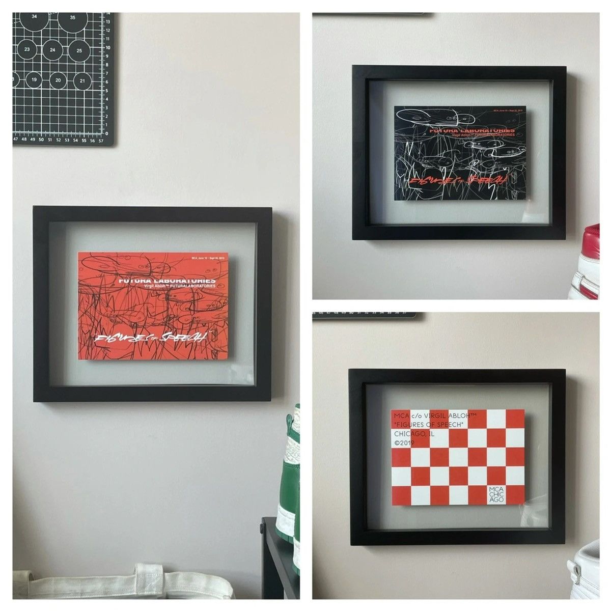 image of Set Of 3 - Virgil Abloh X Futura Fos Posters in Black, Men's