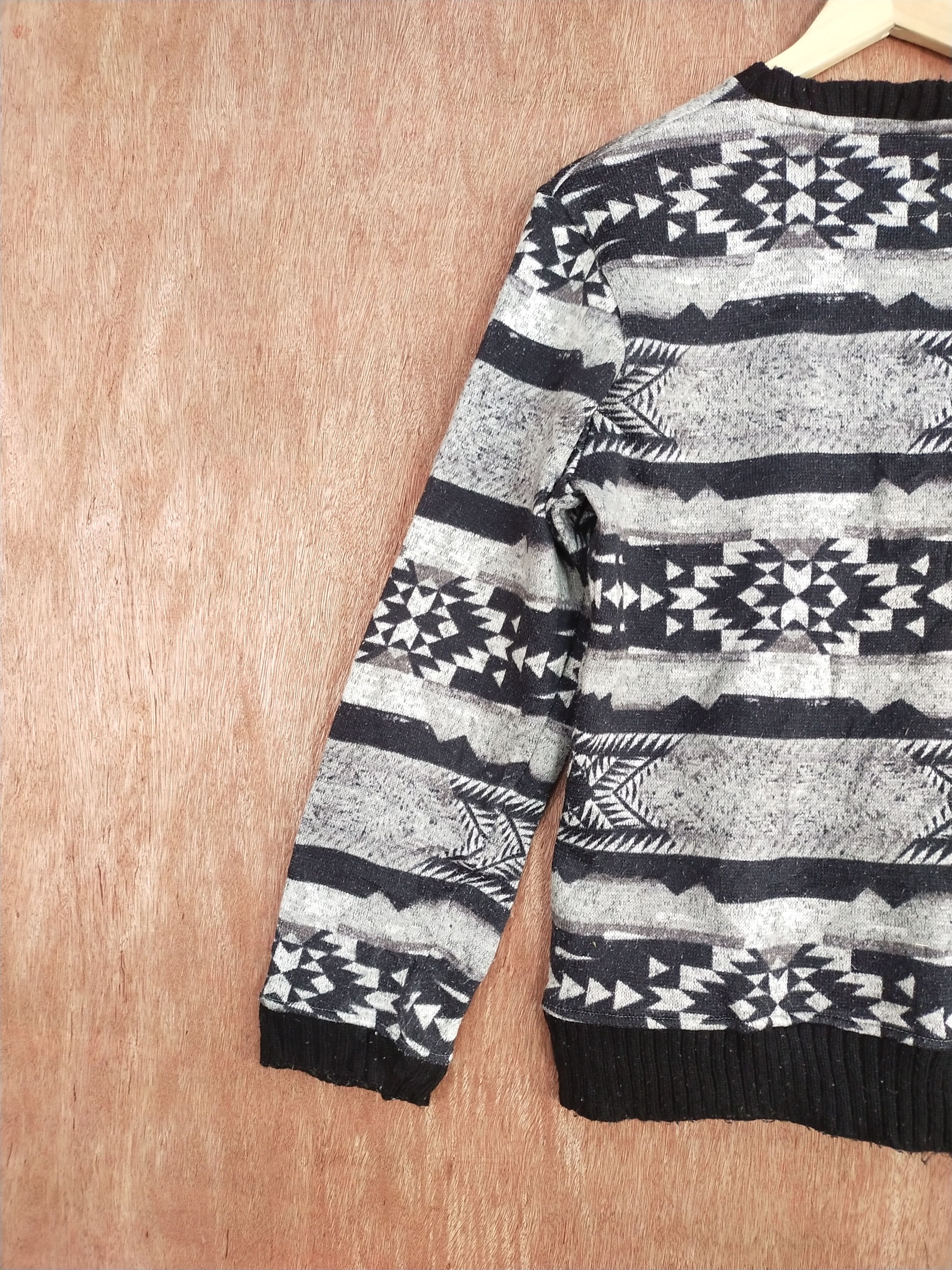 Vintage Power To The People gray navajo art stripe knitwear #S157 Size US M / EU 48-50 / 2 - 9 Thumbnail